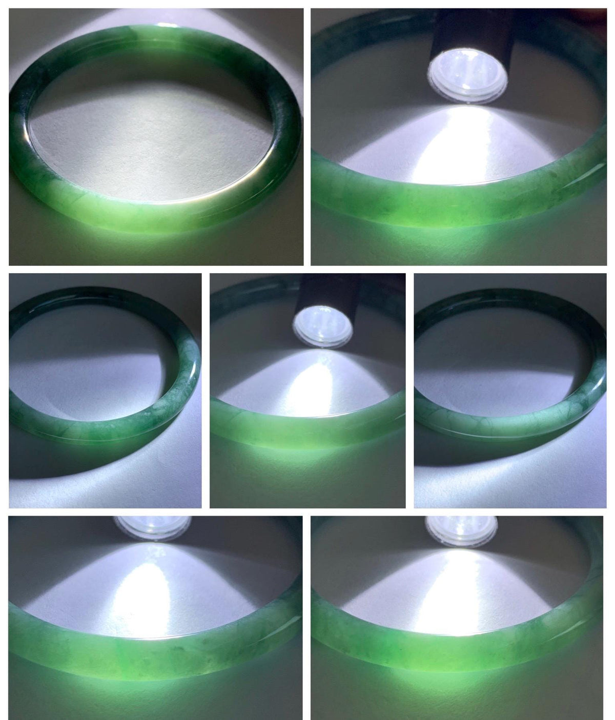 Certified Natural Grade A Guatemalan Icy Translucent Dark Dusty Teal Green Jade Jadeite Bangle Bracelet 57.92mm 7.16” 24g 天然冰危深蓝绿翡翠圆条手镯 934