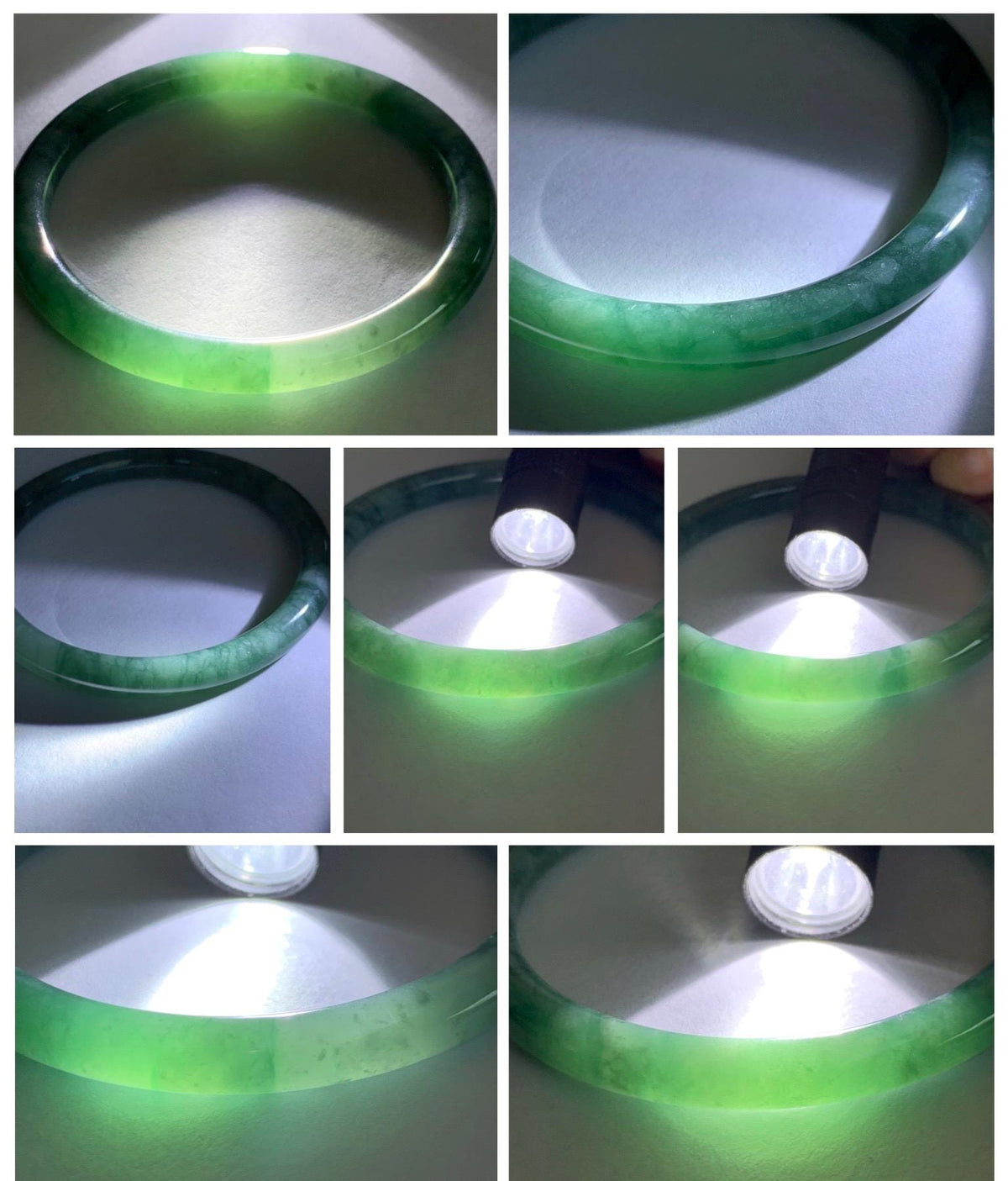 Certified Natural Grade A Guatemalan Icy Translucent Dark Dusty Teal Green Jade Jadeite Bangle Bracelet 58.83mm 7.27” 26.5g 天然冰危深蓝绿翡翠圆条手镯935