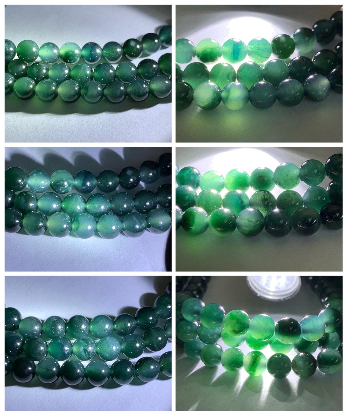 Natural Grade A Guatemalan Icy Translucent Dark Teal Green Marbled Jade Jadeite Beaded Necklace 5.9mm 23.75” 38g 天然冰胶危深蓝飘花翡翠圆珠项链 WSP220