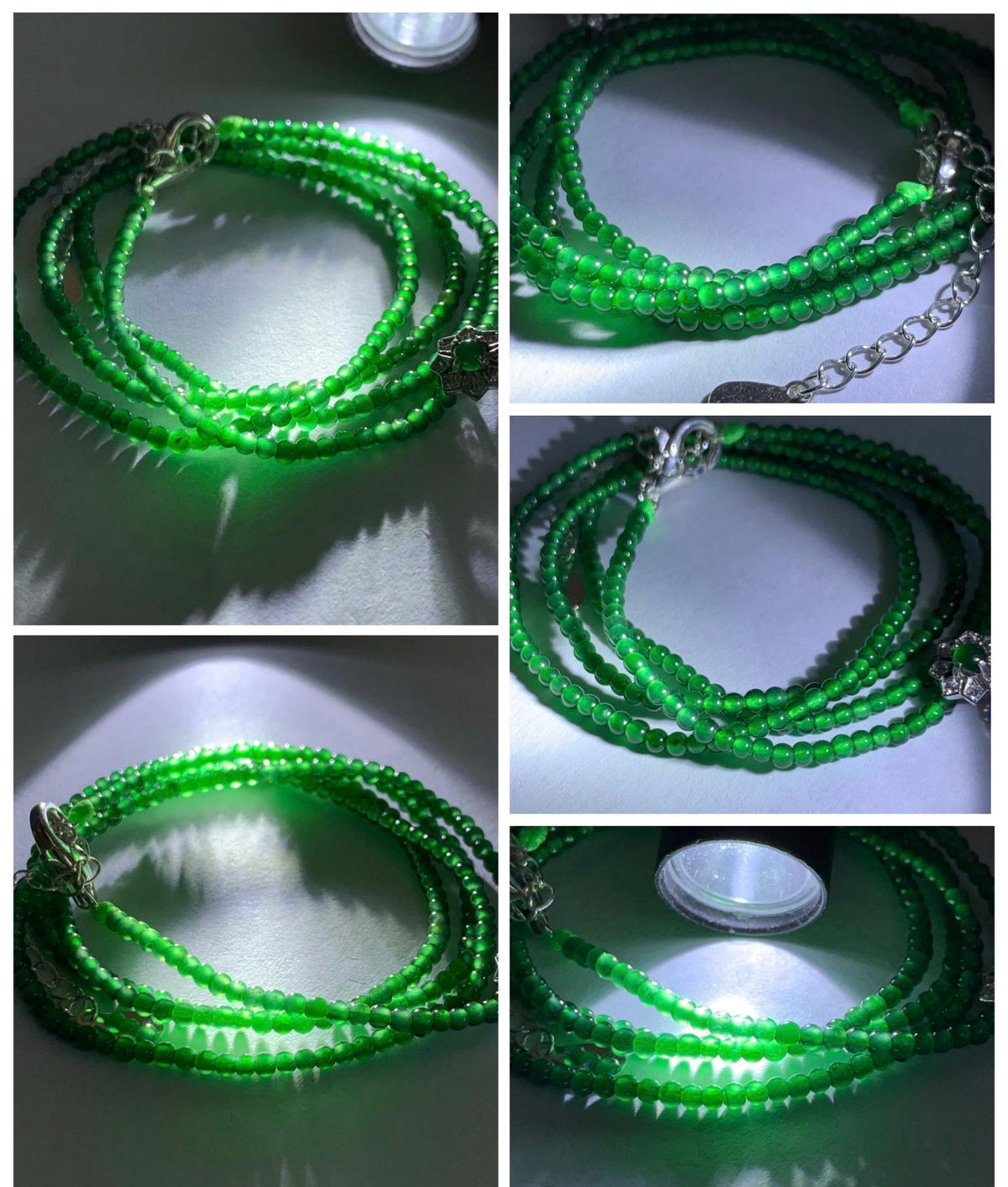 Certified Natural Grade A Guatemalan Icy Vibrant Green Jadeite Buddha Pendant Sterling Silver Beaded Necklace 19.5” 天然冰危绿翡翠佛公吊坠绿翡翠珠项链 914