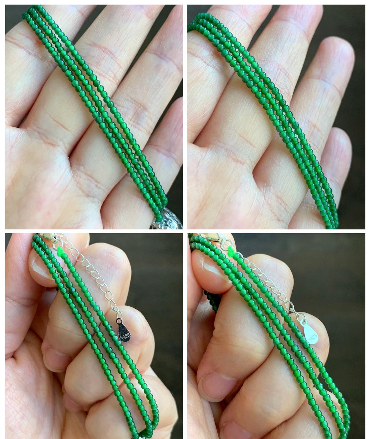 Certified Natural Grade A Guatemalan Icy Vibrant Green Jadeite Buddha Pendant Sterling Silver Beaded Necklace 19.5” 天然冰危绿翡翠佛公吊坠绿翡翠珠项链 914