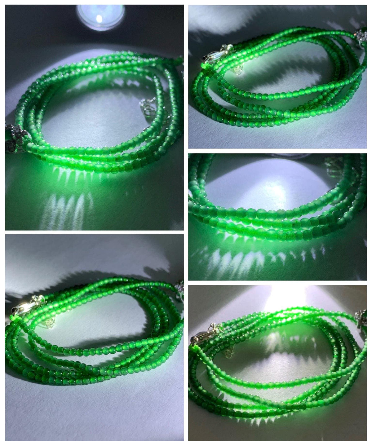 Certified Natural Grade A Guatemalan Icy Vibrant Green Jadeite Buddha Pendant Sterling Silver Beaded Necklace 20” 10g 天然冰危绿翡翠佛公吊坠绿翡翠珠项链 968