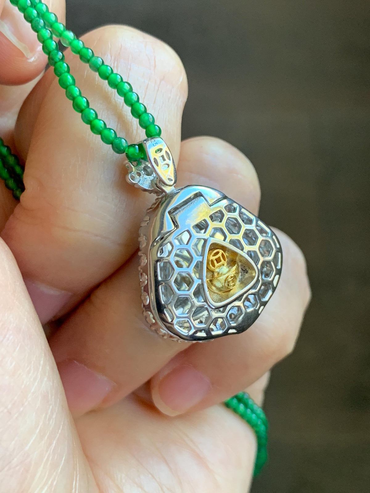 Certified Natural Grade A Guatemalan Icy Vibrant Green Jadeite Buddha Pendant Sterling Silver Beaded Necklace 20” 11g 天然冰危绿翡翠佛公吊坠绿翡翠珠项链 967