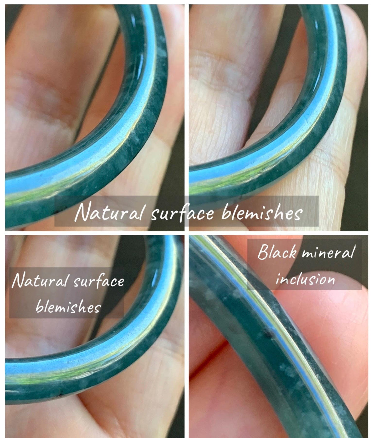 Certified Natural Grade A Guatemalan Icy Translucent Dark Dusty Teal Blue Jade Jadeite Slim Bangle 61mm 7.54" 19.8g 天然冰危深蓝翡翠细圆条手镯 925