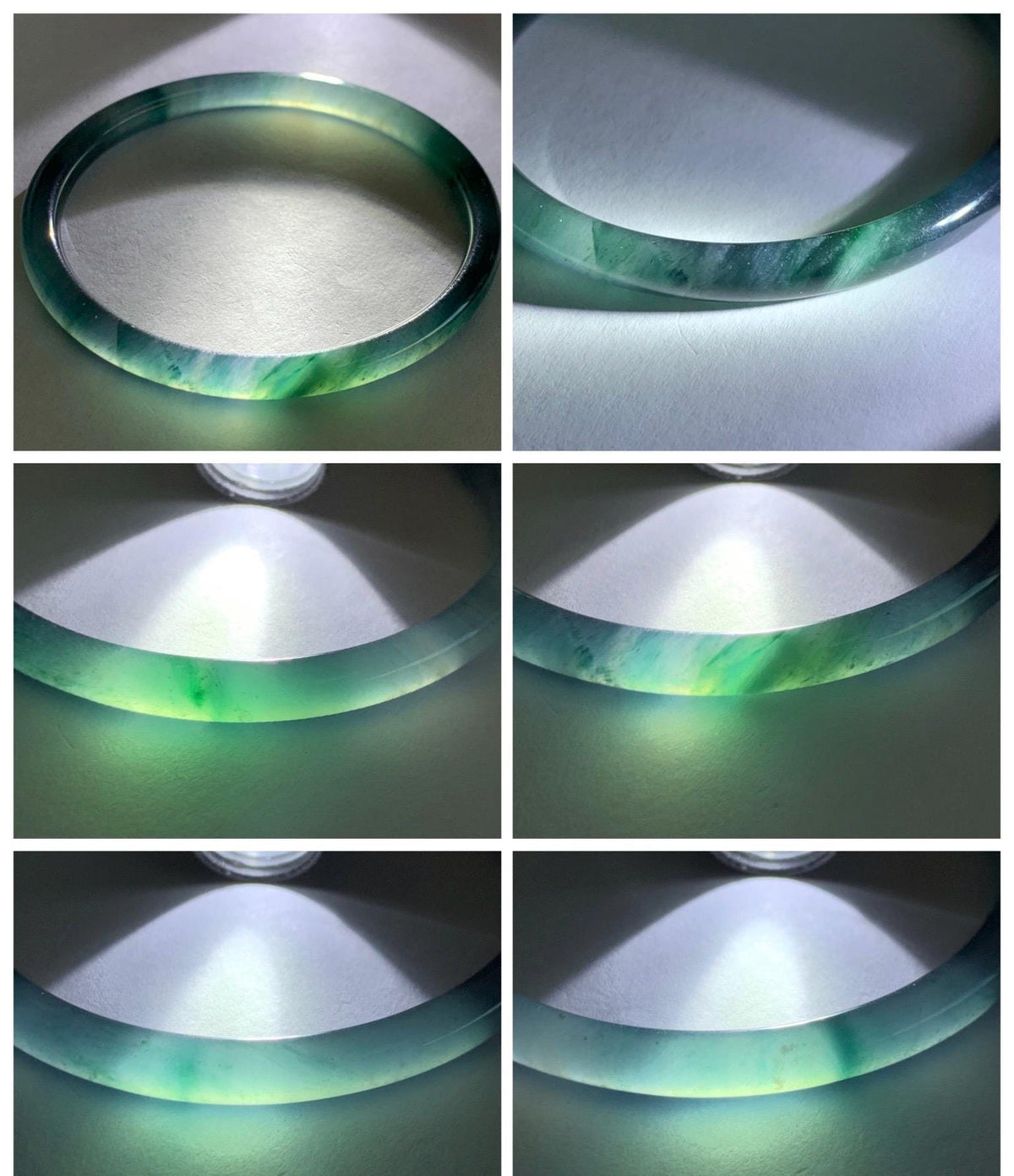 Certified Natural Grade A Guatemalan Icy Highly Translucent Dark Teal Blue Jade Jadeite Slim Bangle 58mm 7.17” 16.5g 天然冰胶危深蓝绿翡翠细圆条手镯 931