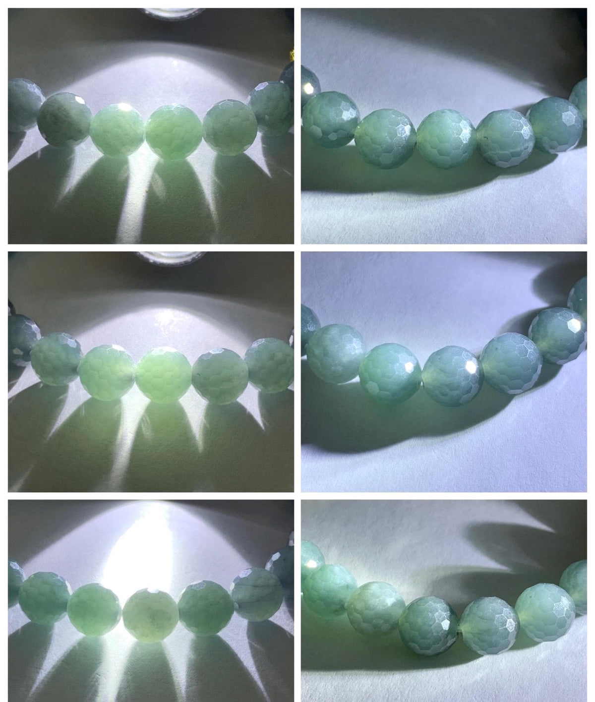 Natural Guatemalan Grade A Icy Translucent Dark Gray Wuji Faceted Jade Jadeite Beaded Bracelet 8mm 7.5" 20g 天然冰危乌鸡翡翠切割面圆珠手串 WQG180A