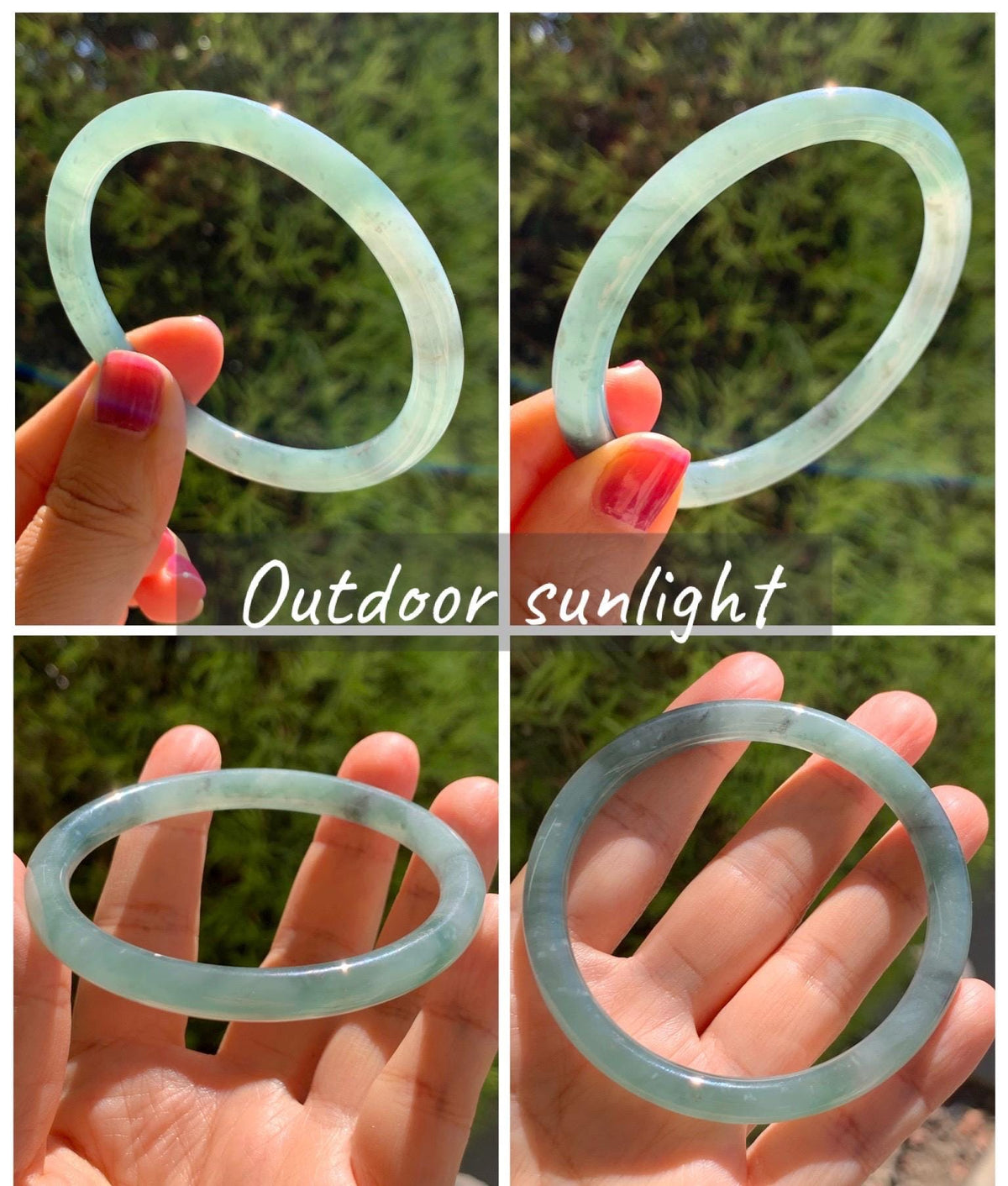Certified Natural Grade A Guatemalan Icy Translucent Dusty Teal Green Wuji Jade Jadeite Bangle Bracelet 57.8mm 7.14” 27g 天然冰危暗蓝绿翡翠圆条手镯 977