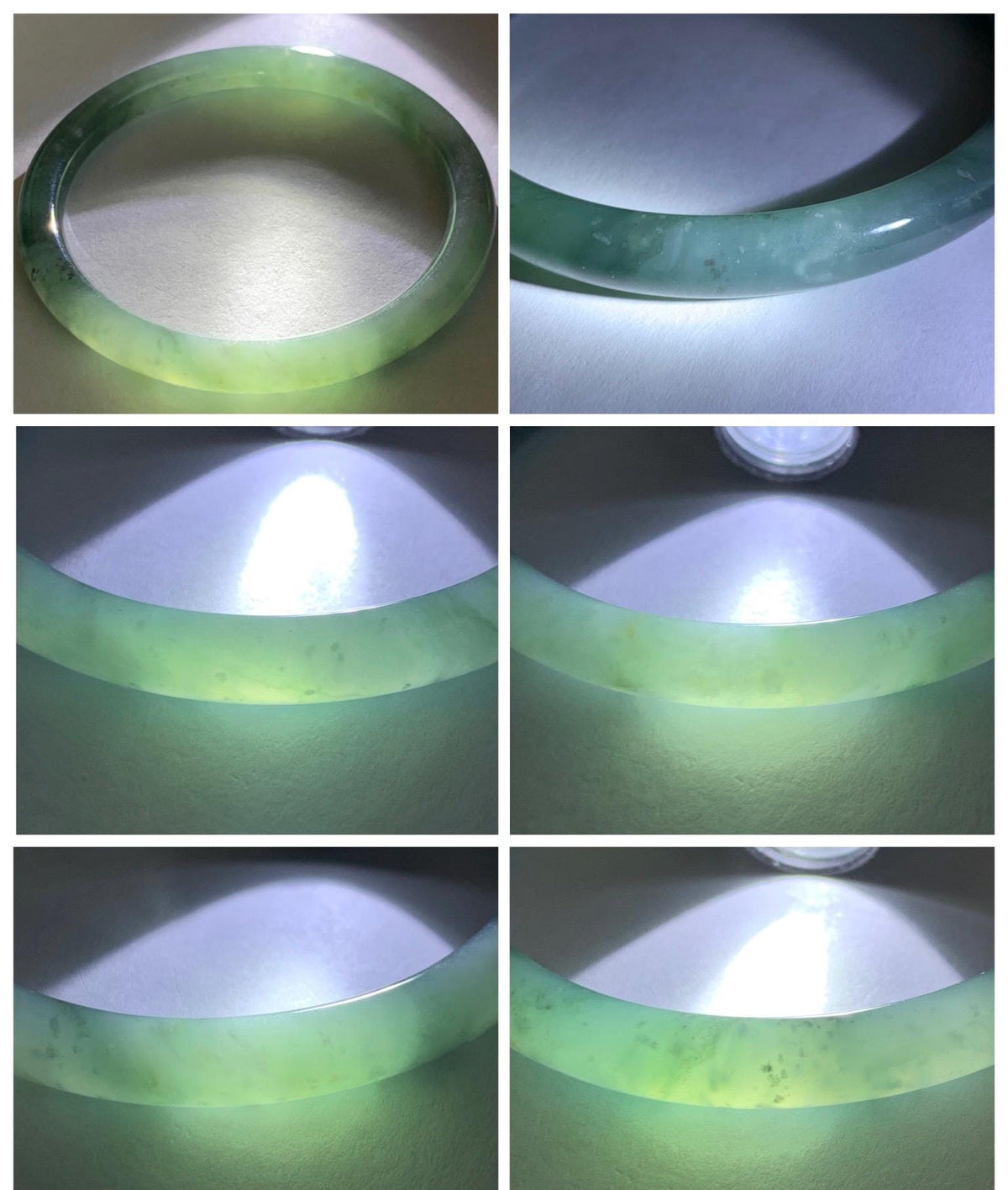 Certified Natural Grade A Guatemalan Icy Translucent Dusty Teal Green Wuji Jade Jadeite Bangle Bracelet 57.8mm 7.14” 27g 天然冰危暗蓝绿翡翠圆条手镯 977