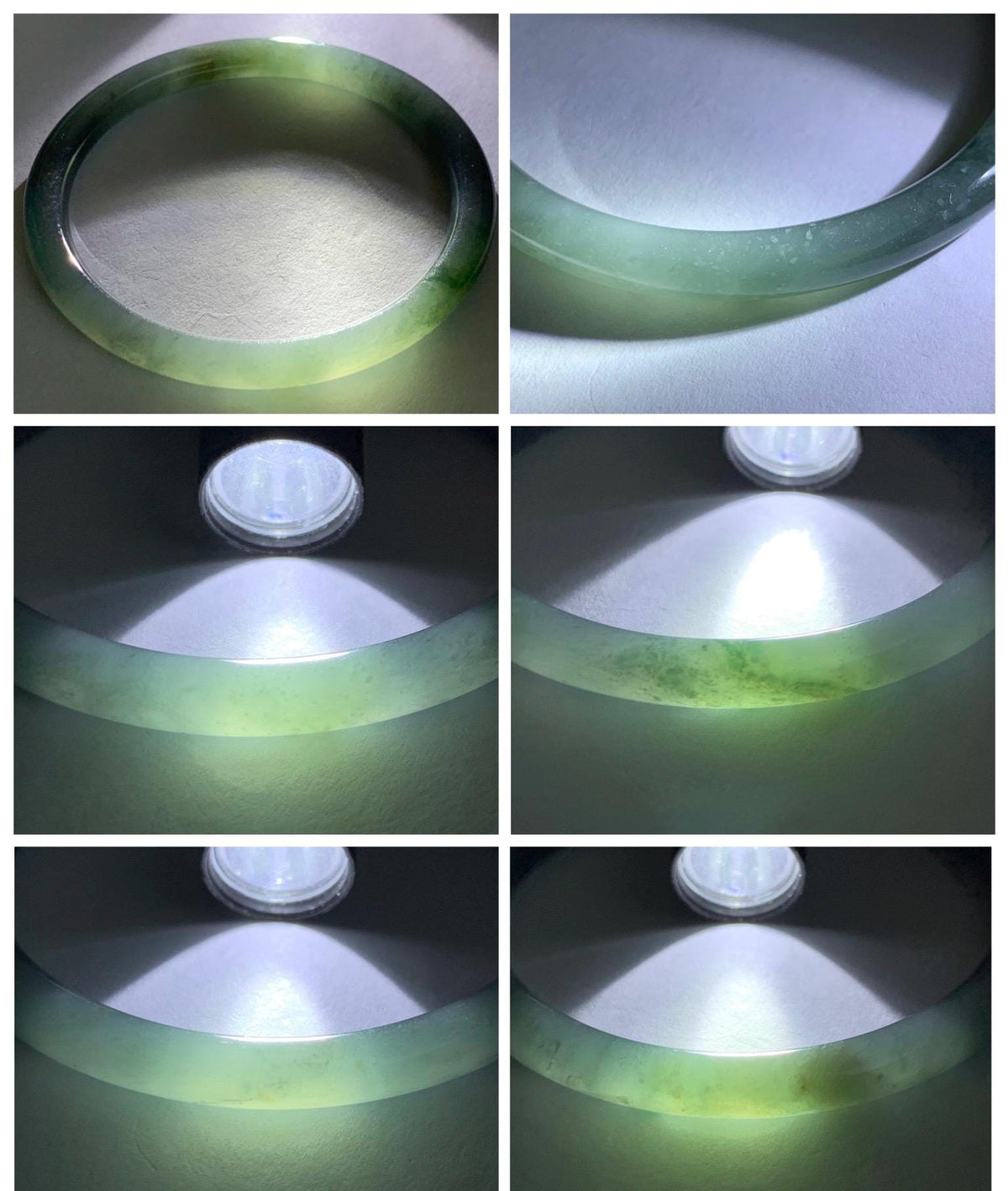 Certified Natural Grade A Guatemalan Icy Translucent Gray Wuji Jade Jadeite Bangle Bracelet 55.09mm 6.81” 19.53g 天然冰危灰蓝乌鸡翡翠圆条手镯 978