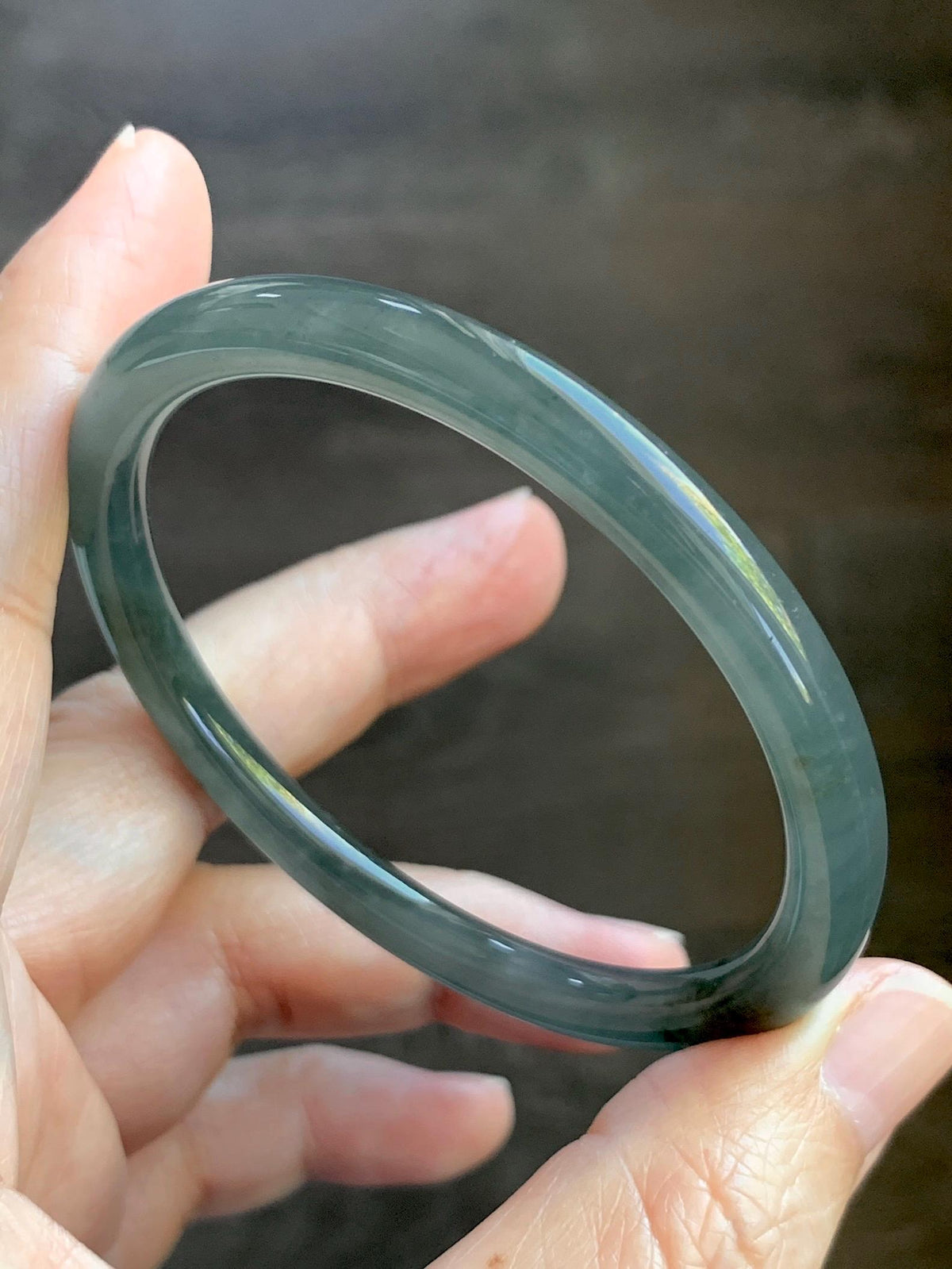 Certified Natural Grade A Guatemalan Icy Translucent Gray Wuji Jade Jadeite Bangle Bracelet 55.09mm 6.81” 19.53g 天然冰危灰蓝乌鸡翡翠圆条手镯 978