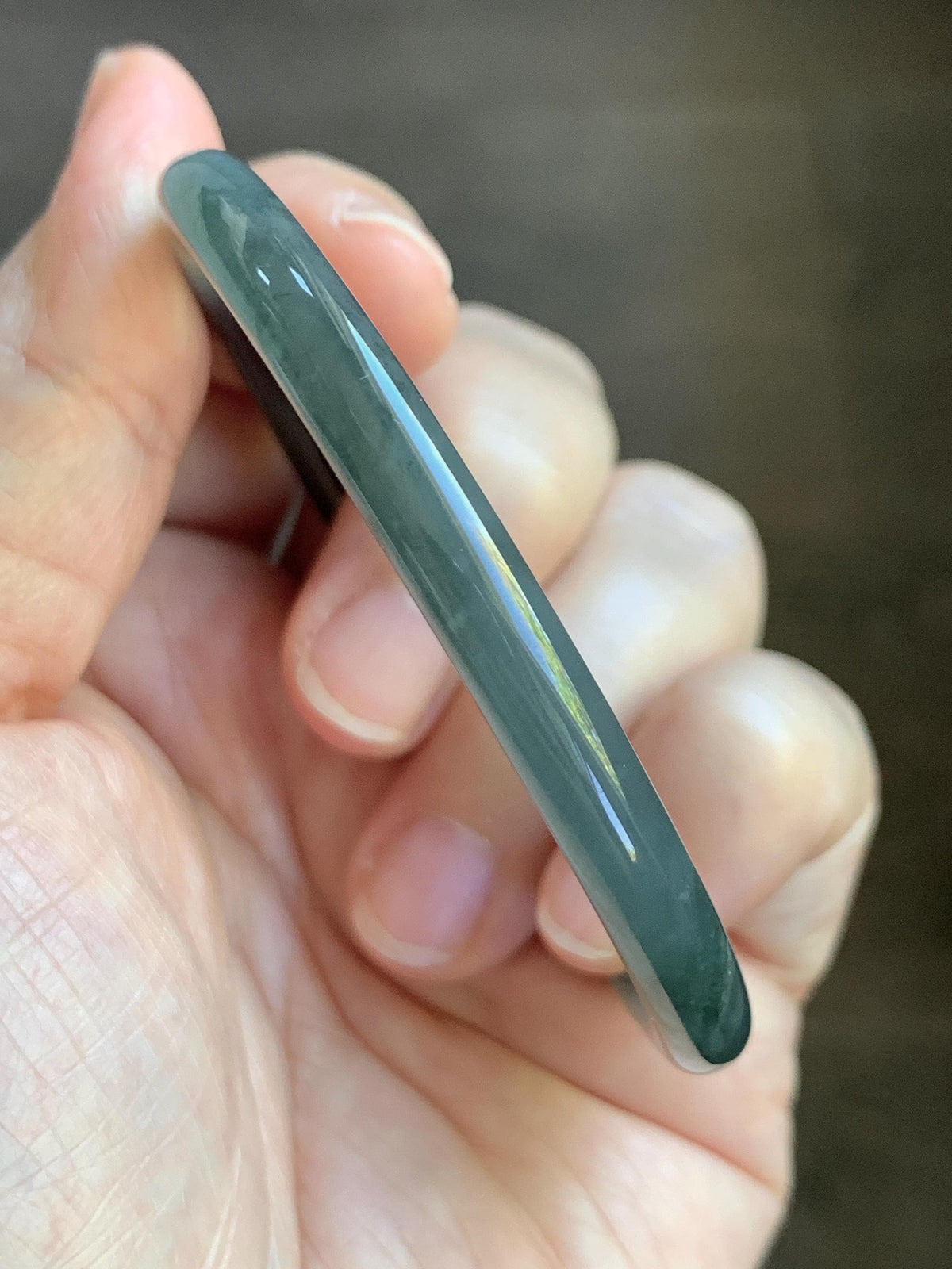 Certified Natural Grade A Guatemalan Icy Translucent Gray Wuji Jade Jadeite Bangle Bracelet 55.09mm 6.81” 19.53g 天然冰危灰蓝乌鸡翡翠圆条手镯 978