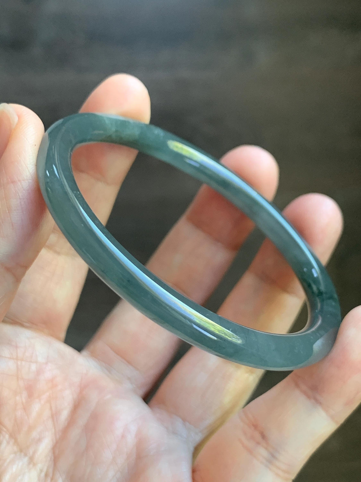 Certified Natural Grade A Guatemalan Icy Translucent Gray Wuji Jade Jadeite Bangle Bracelet 55.09mm 6.81” 19.53g 天然冰危灰蓝乌鸡翡翠圆条手镯 978
