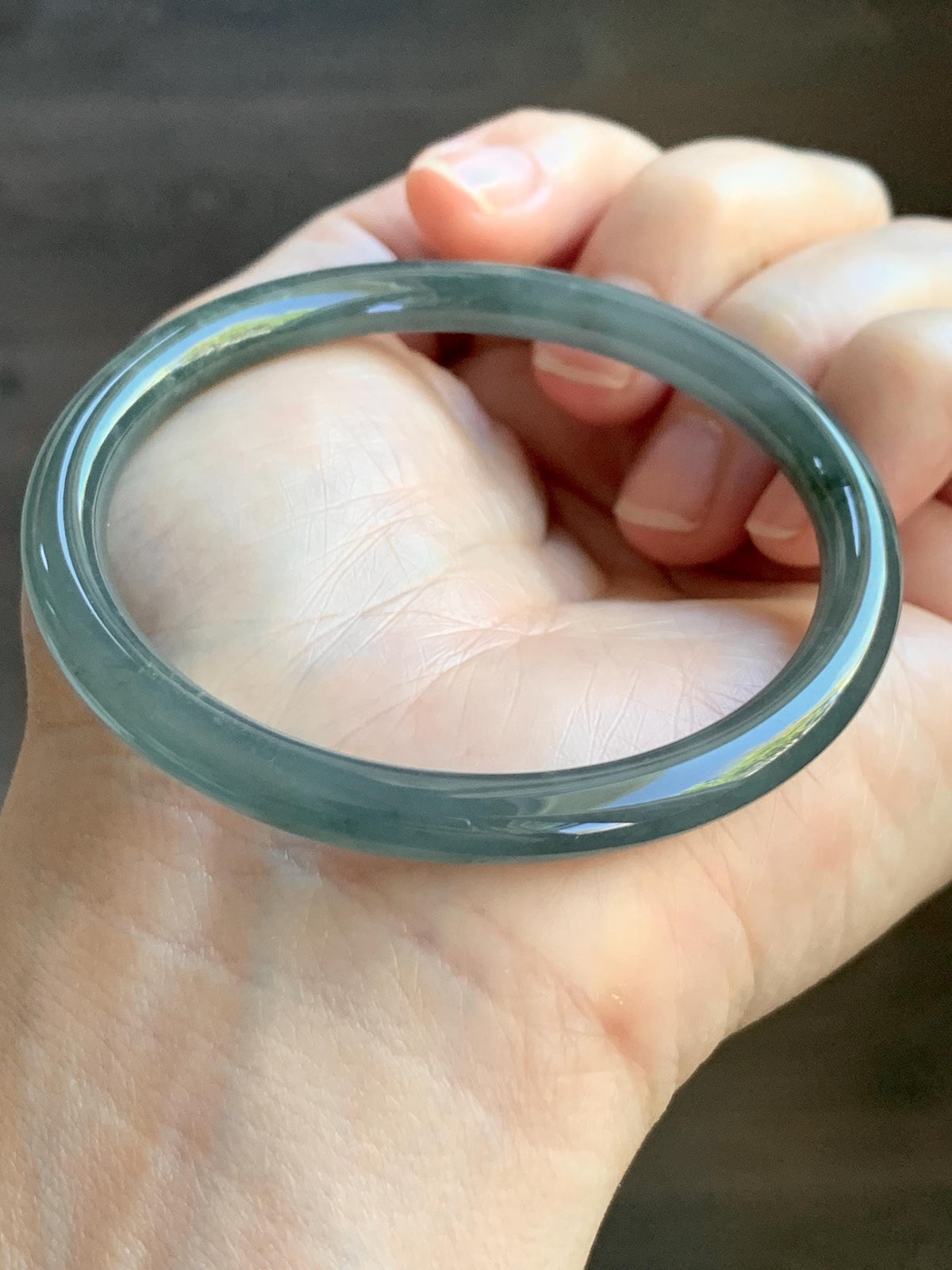 Certified Natural Grade A Guatemalan Icy Translucent Gray Wuji Jade Jadeite Bangle Bracelet 55.09mm 6.81” 19.53g 天然冰危灰蓝乌鸡翡翠圆条手镯 978