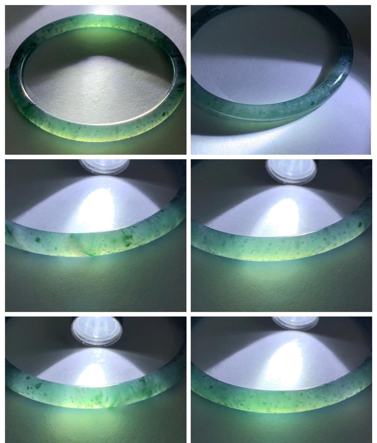 Certified Natural Grade A Guatemalan Icy Translucent Dark Dusty Teal Green Jade Jadeite Slim Bangle 55.22mm 6.83” 16.44g 天然冰胶危蓝绿翡翠细圆条手镯994