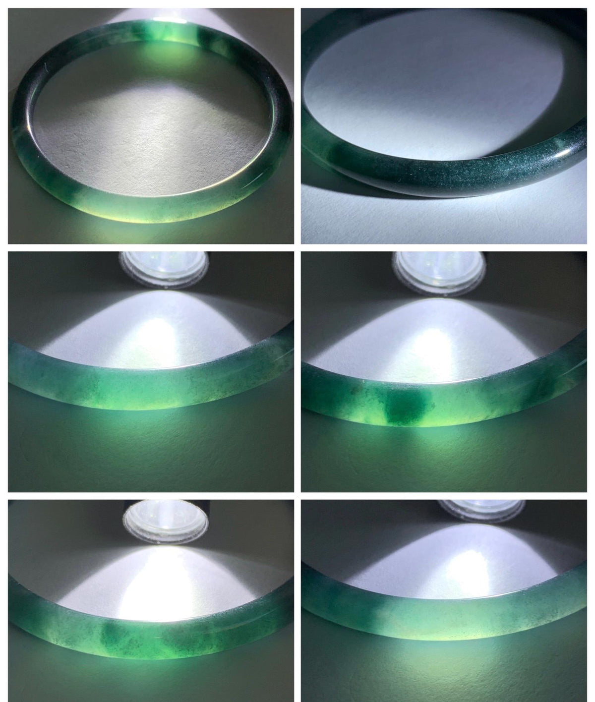Certified Natural Grade A Guatemalan Icy Translucent Dark Dusty Teal Blue Jade Jadeite Slim Bangle 57.18mm 7.07” 17.19g 天然冰胶危蓝绿翡翠细圆条手镯991