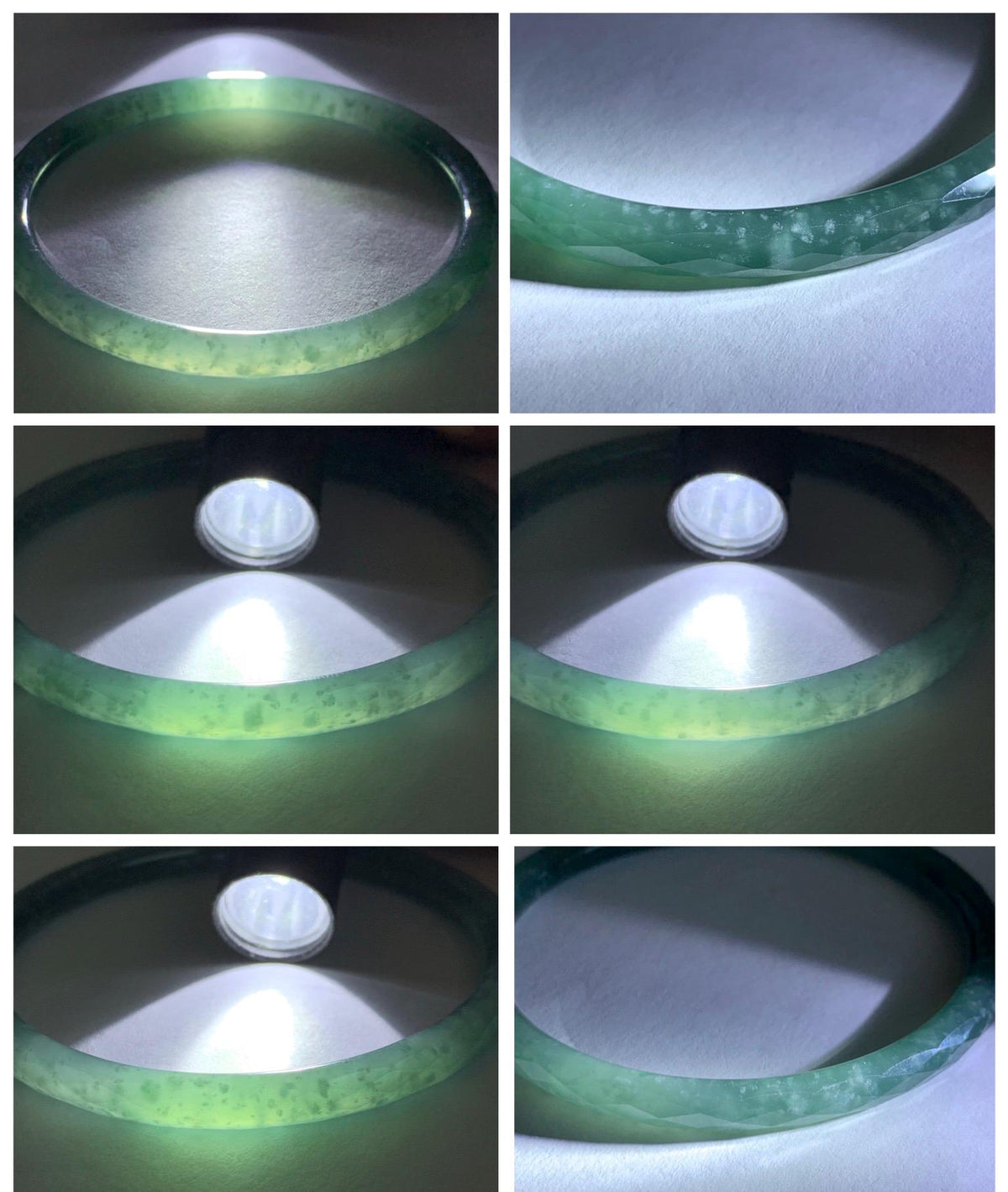 Certified Natural Grade A Guatemalan Icy Translucent Dusty Teal Jade Jadeite Diamond Faceted Slim Bangle 58mm 7.18” 16g 天然冰危蓝绿翡翠细圆条切割面手镯 923