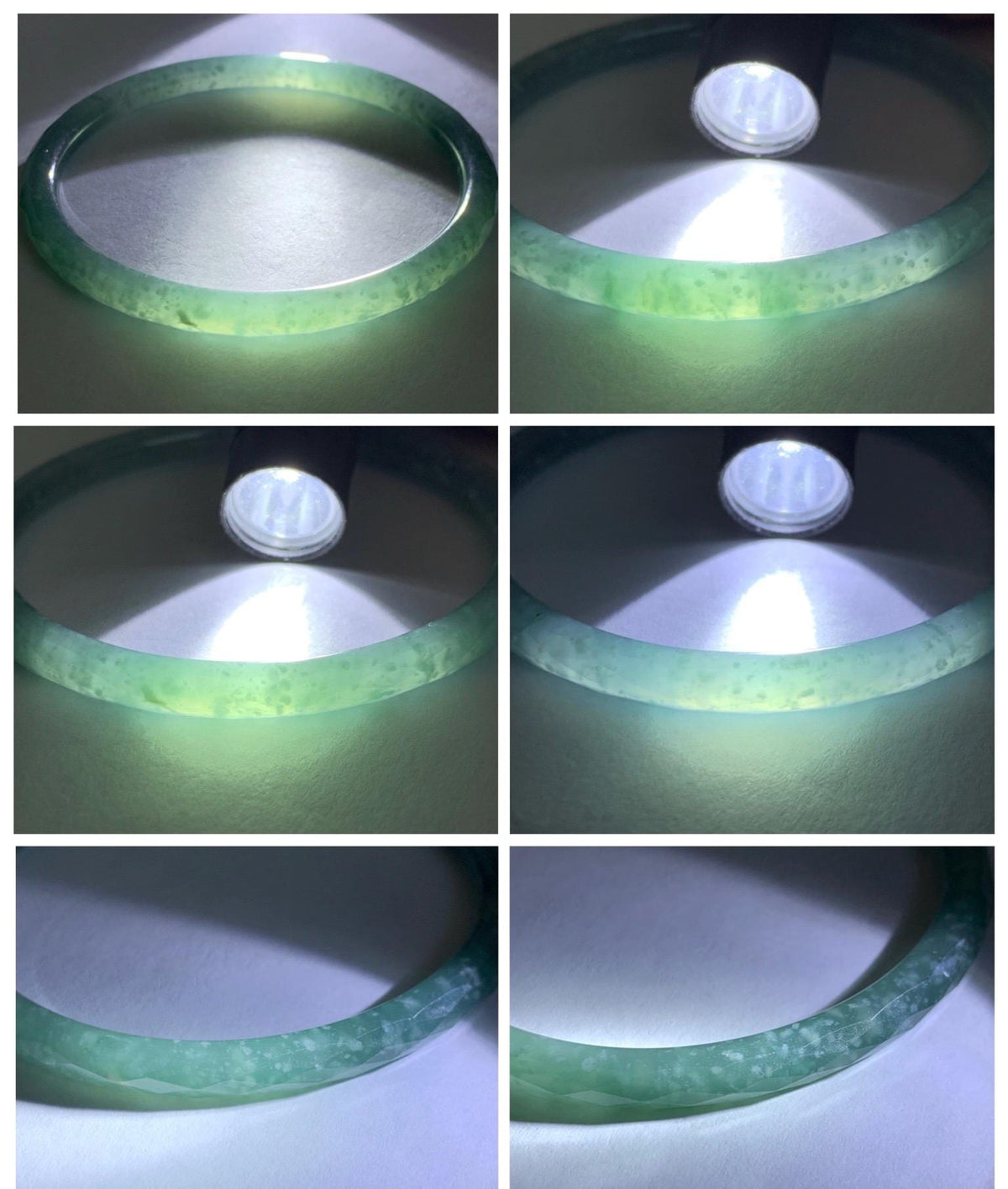 Certified Natural Grade A Guatemalan Icy Translucent Dusty Teal Jade Jadeite Diamond Faceted Slim Bangle 58mm 7.19” 16g 天然冰危蓝绿翡翠细圆条切割面手镯 924