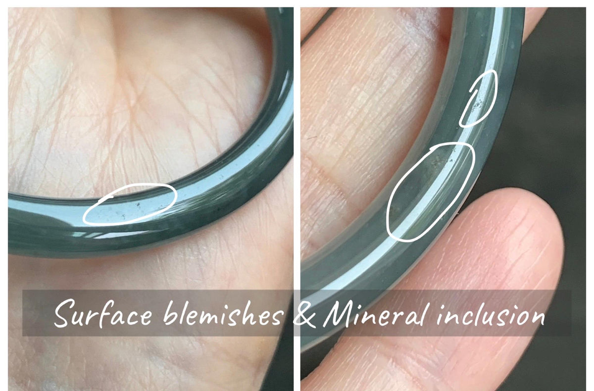 Certified Natural Grade A Guatemalan Icy Translucent Gray Wuji Jade Jadeite Bangle Bracelet 54.4mm 6.73” 18.51g 天然冰危灰蓝乌鸡翡翠圆条手镯 981