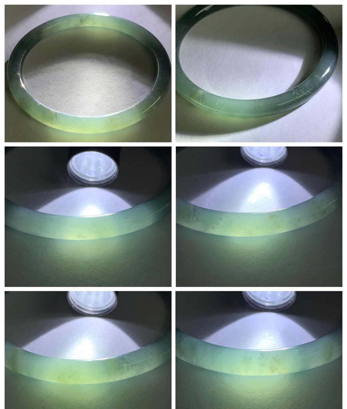 Certified Natural Grade A Guatemalan Icy Translucent Gray Wuji Jade Jadeite Bangle Bracelet 54.4mm 6.73” 18.51g 天然冰危灰蓝乌鸡翡翠圆条手镯 981