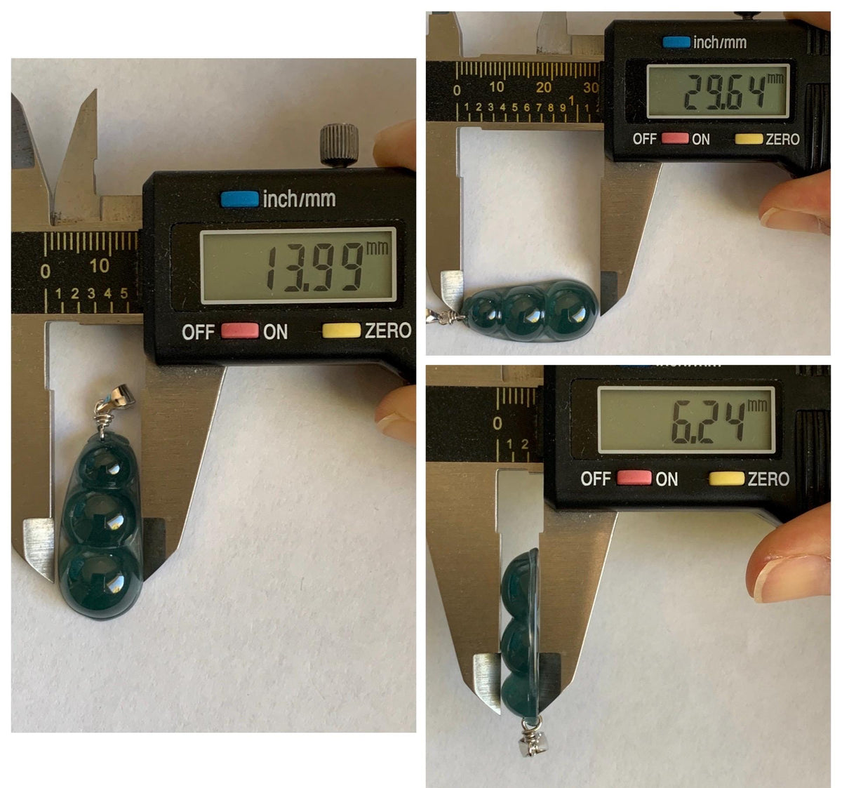 Natural Grade A Guatemalan Icy Translucent Dark Teal Blue Jade Jadeite Carved Peapod Pendant Sterling Silver 4g 天然冰危深蓝翡翠福豆吊坠 WLD90B