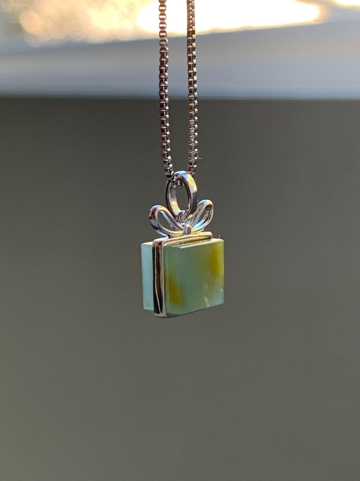Petite Certified Natural Grade A Guatemalan Icy Blue & Yellow Bicolored Jade Jadeite Present Pendant Sterling Silver 天然冰危蓝加黄翡翠小礼物镶嵌吊坠 1011