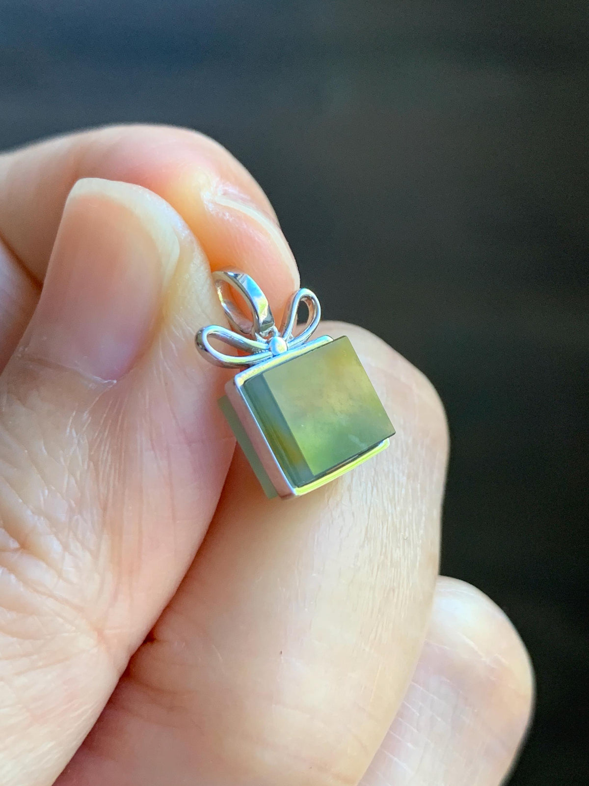 Petite Certified Natural Grade A Guatemalan Icy Blue & Yellow Bicolored Jade Jadeite Present Pendant Sterling Silver 天然冰危蓝加黄翡翠小礼物镶嵌吊坠 1011