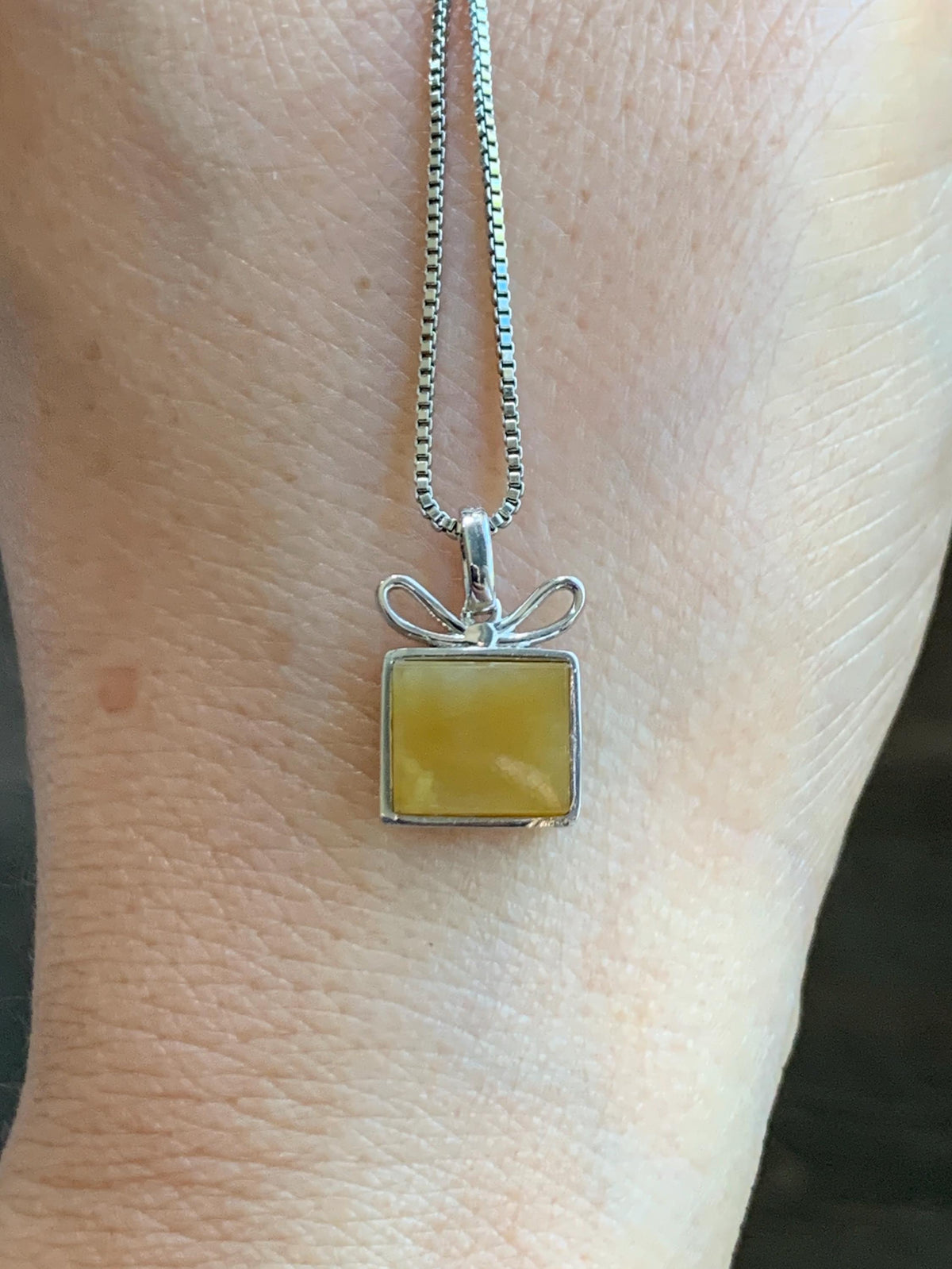Petite Certified Natural Grade A Guatemalan Icy Translucent Yellow Jade Jadeite Present Gift Box Pendant Sterling Silver 天然冰危黄翡翠小礼物镶嵌吊坠 1012