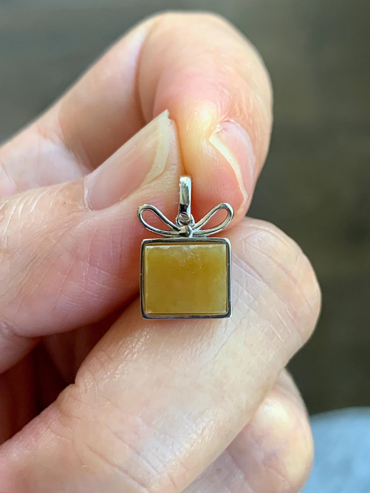 Petite Certified Natural Grade A Guatemalan Icy Translucent Yellow Jade Jadeite Present Gift Box Pendant Sterling Silver 天然冰危黄翡翠小礼物镶嵌吊坠 1012