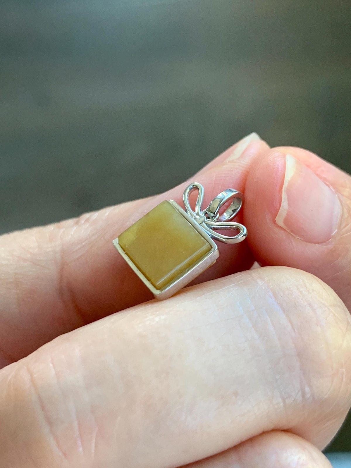 Petite Certified Natural Grade A Guatemalan Icy Translucent Yellow Jade Jadeite Present Gift Box Pendant Sterling Silver 天然冰危黄翡翠小礼物镶嵌吊坠 1012