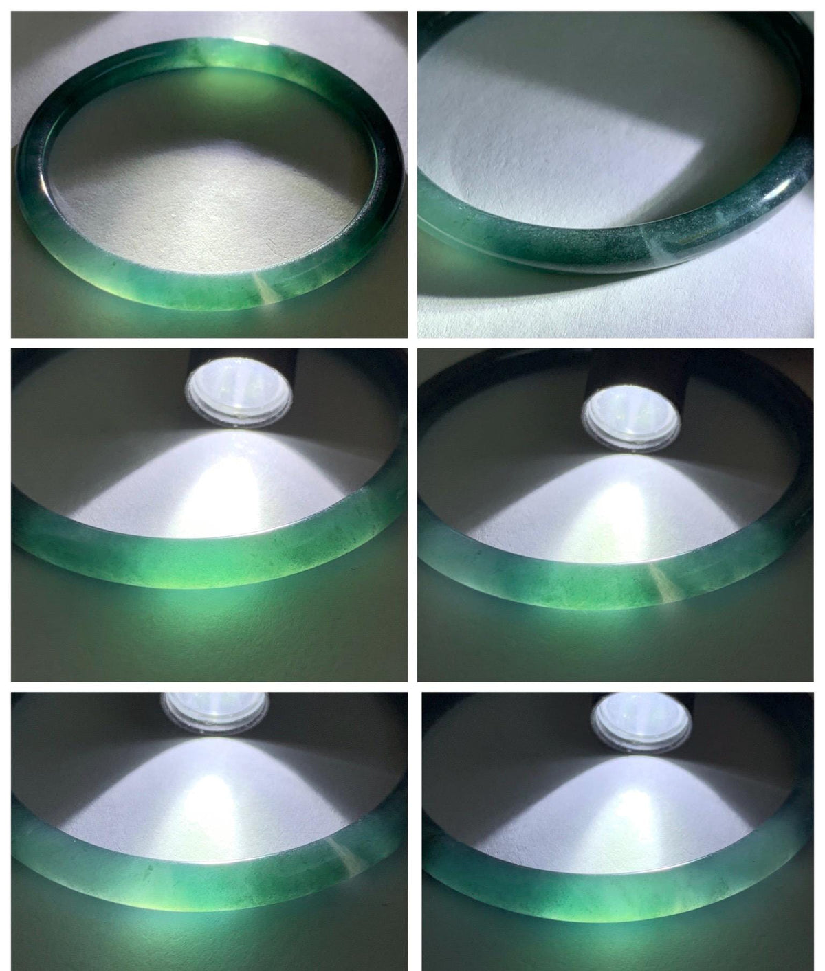 Certified Natural Grade A Guatemalan Icy Highly Translucent Dark Teal Blue Jade Jadeite Slim Bangle 56.46mm 6.98” 17.77g 天然冰胶危深蓝绿翡翠细圆条手镯 995