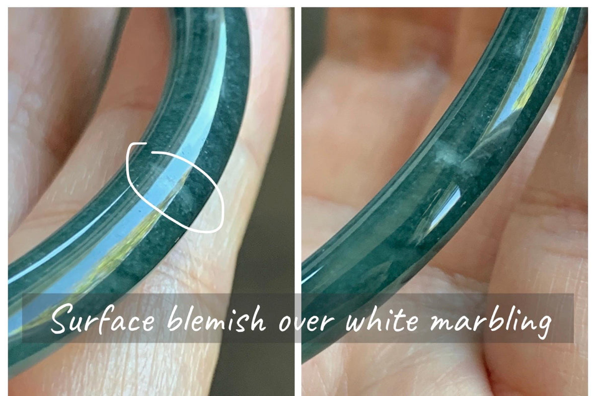 Certified Natural Grade A Guatemalan Icy Highly Translucent Dark Teal Blue Jade Jadeite Slim Bangle 58.23mm 7.2” 17g 天然冰胶危深蓝绿翡翠细圆条手镯 987