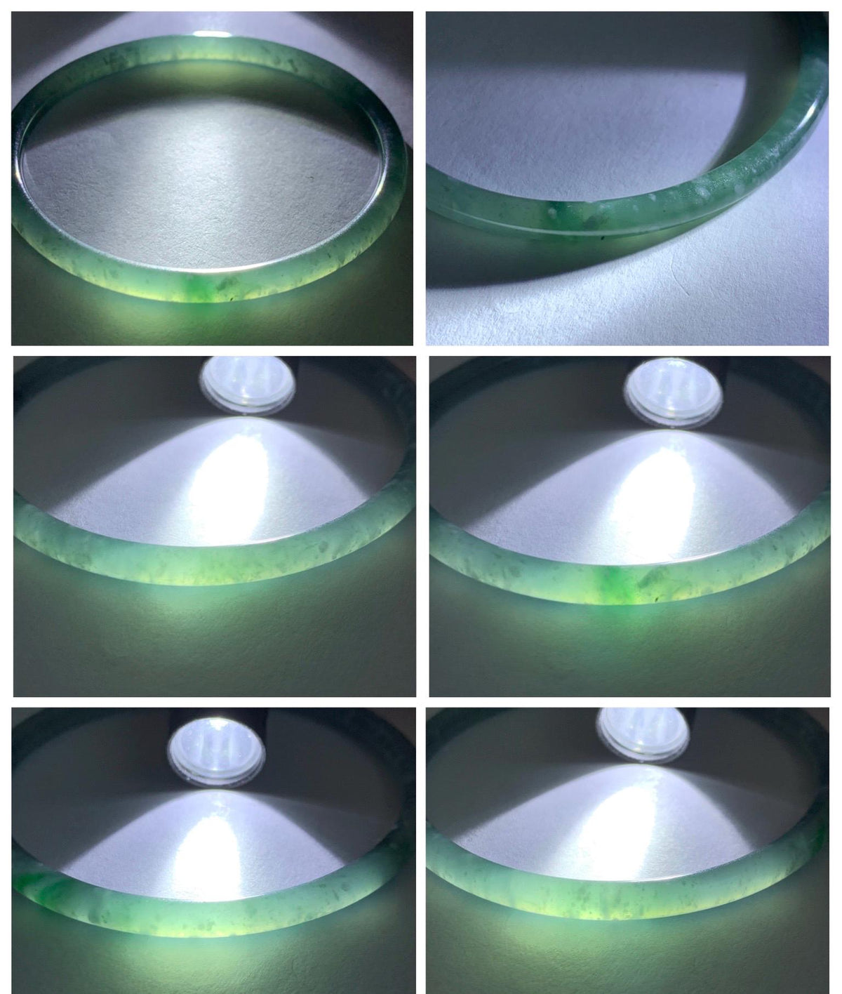 Certified Natural Grade A Guatemalan Icy Translucent Light Teal Green Jade Jadeite Skinny Bangle 60.25mm 7.45” 12.85g 天然冰胶危蓝绿翡翠细圆条手镯 933