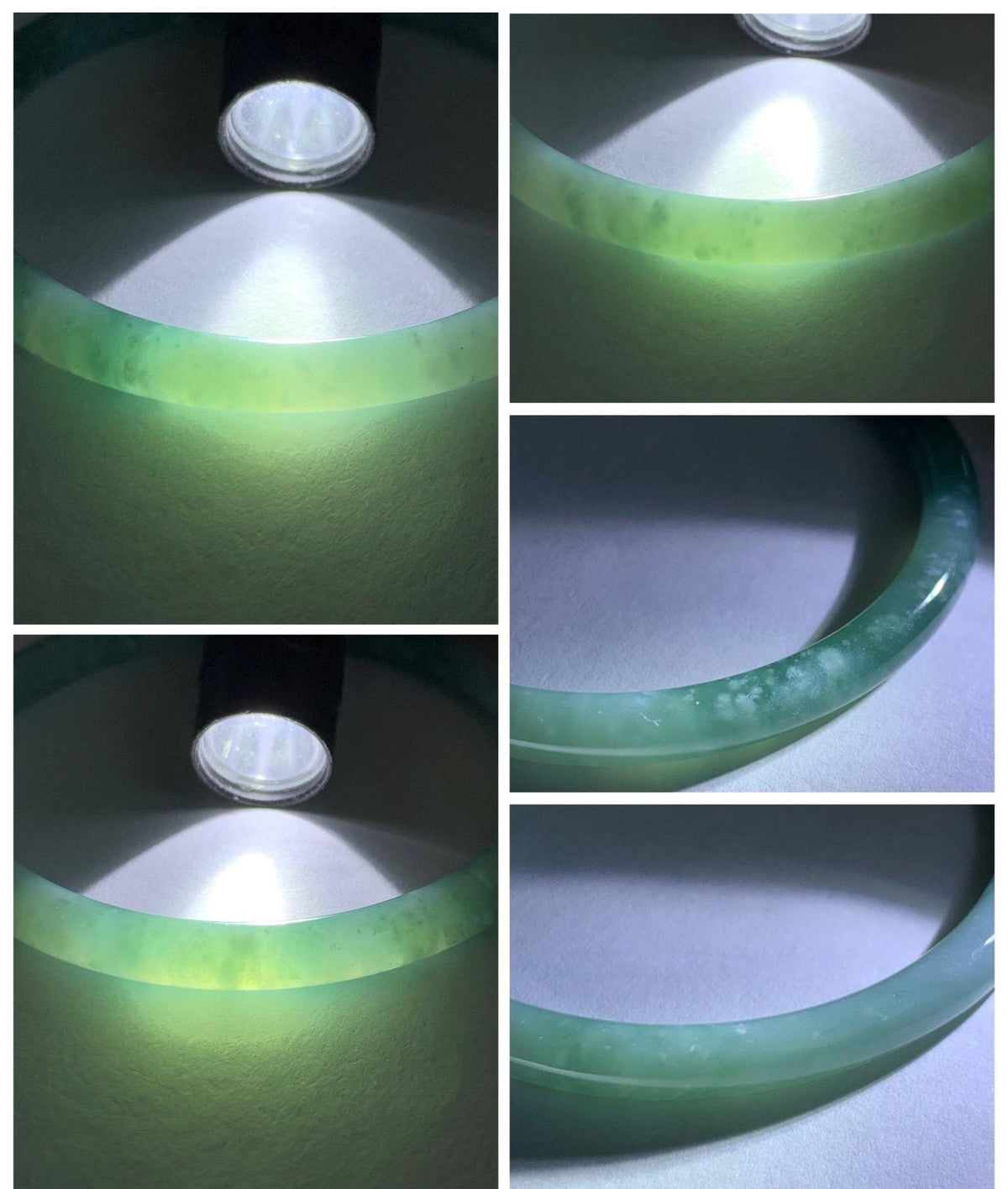 Certified Natural Grade A Guatemalan Icy Translucent Light Dusty Teal Jade Jadeite Slim Bangle 60mm 7.42" 20g 天然冰危浅蓝翡翠细圆条手镯 956