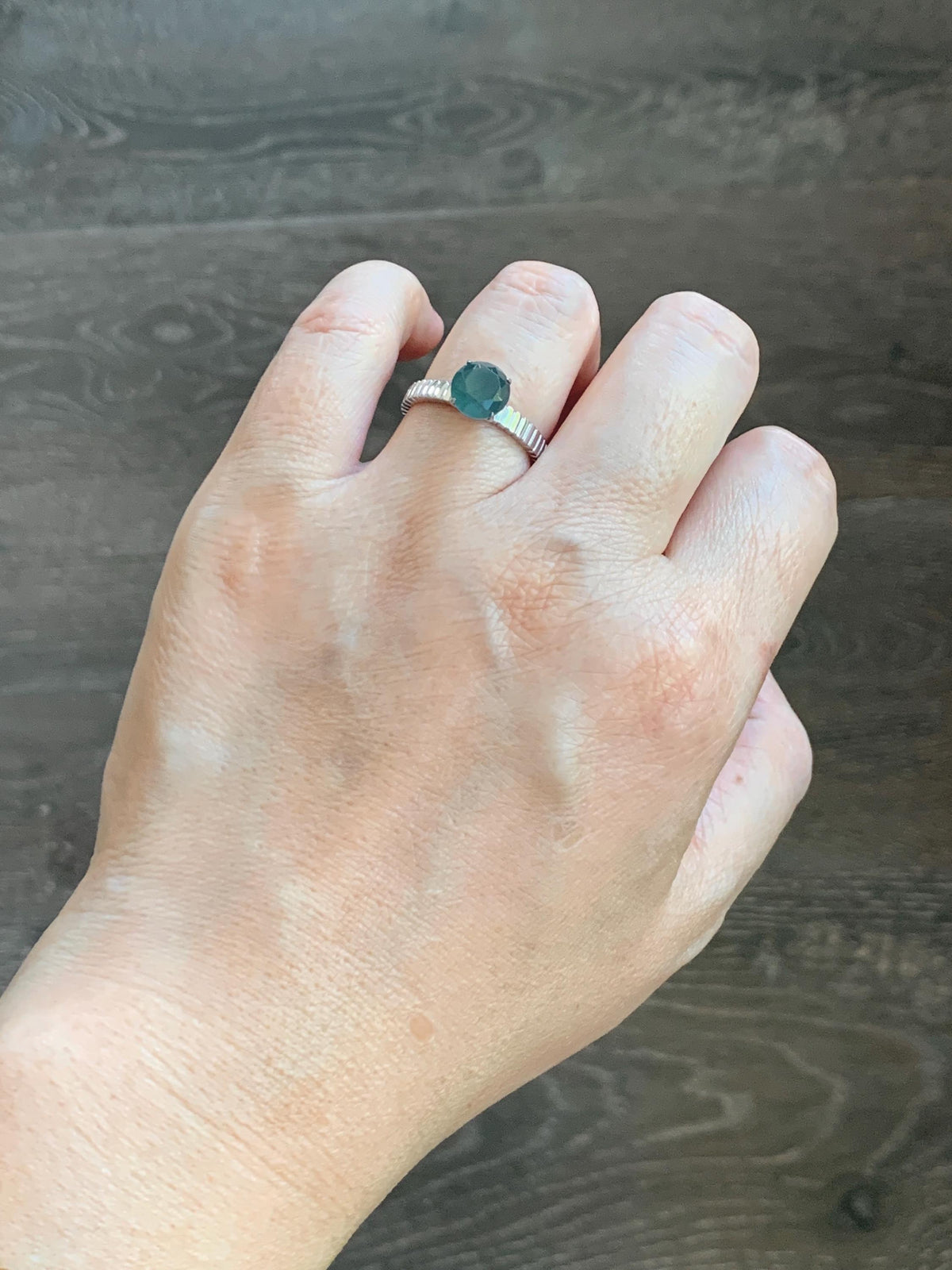 Certified Grade A Natural Guatemalan Icy Dark Teal Blue Diamond Faceted Jade Jadeite Ring Sterling Silver Size 7 US 3g 天然冰危深蓝钻石切割面翡翠戒指 1039