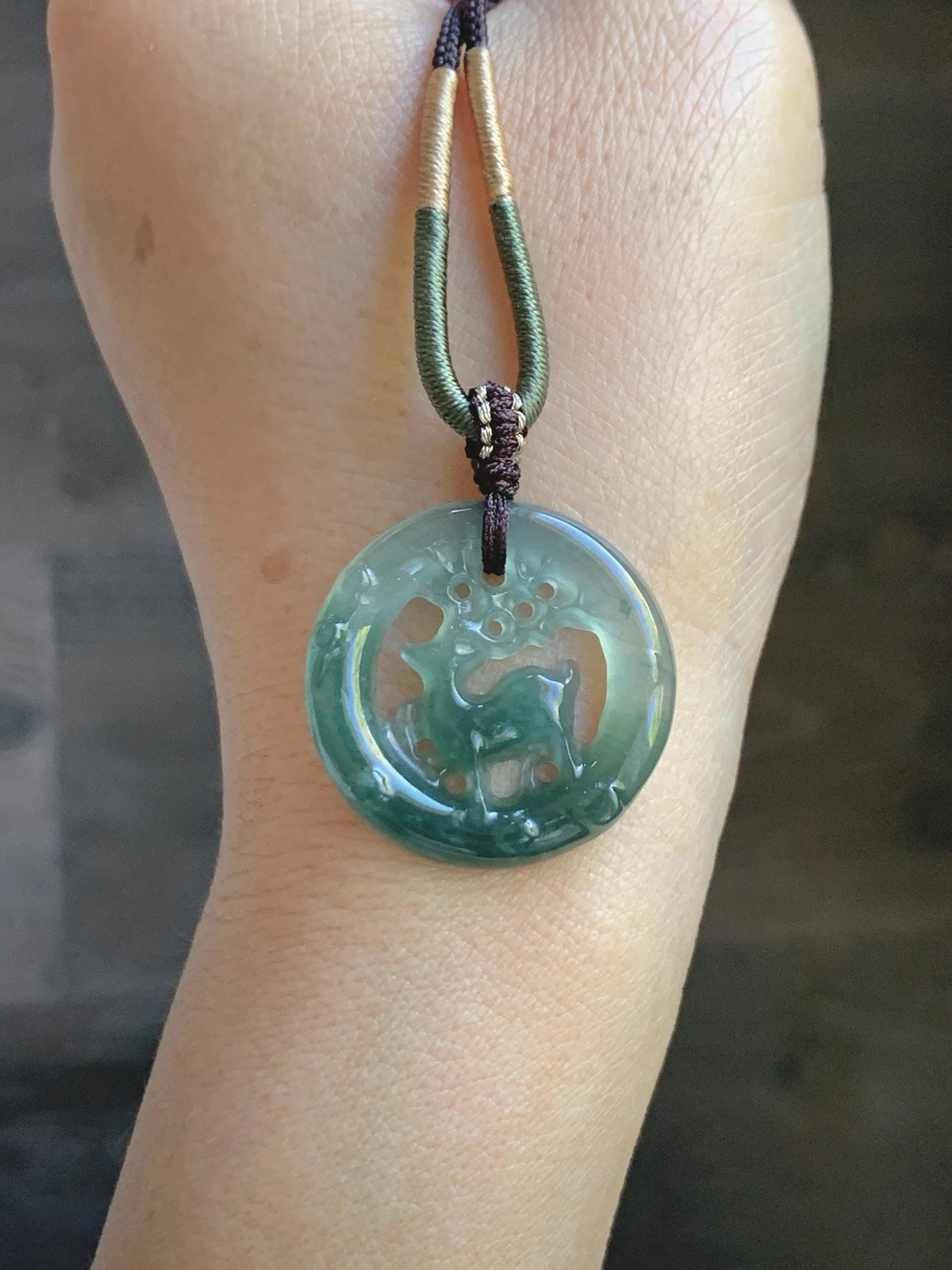 Natural Grade A Guatemalan Icy Translucent Teal Blue Jade Jadeite Deer Pendant Rope Necklace Adjustable 24” 6g 天然危深蓝水飘花翡翠梅花鹿吊坠 WMQ80