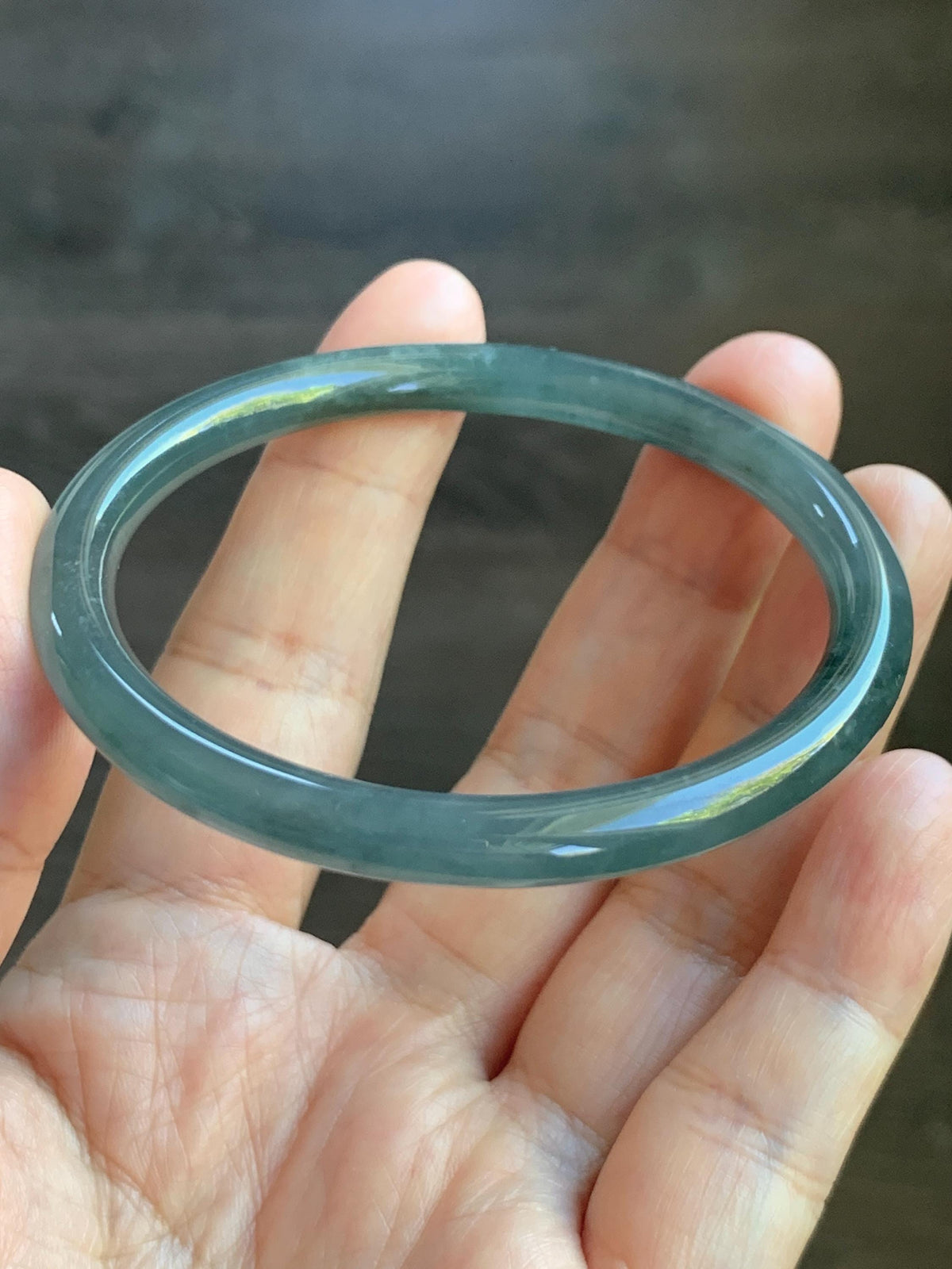Certified Natural Grade A Guatemalan Icy Translucent Gray Wuji Jade Jadeite Bangle Bracelet 55.09mm 6.81” 19.53g 天然冰危灰蓝乌鸡翡翠圆条手镯 978