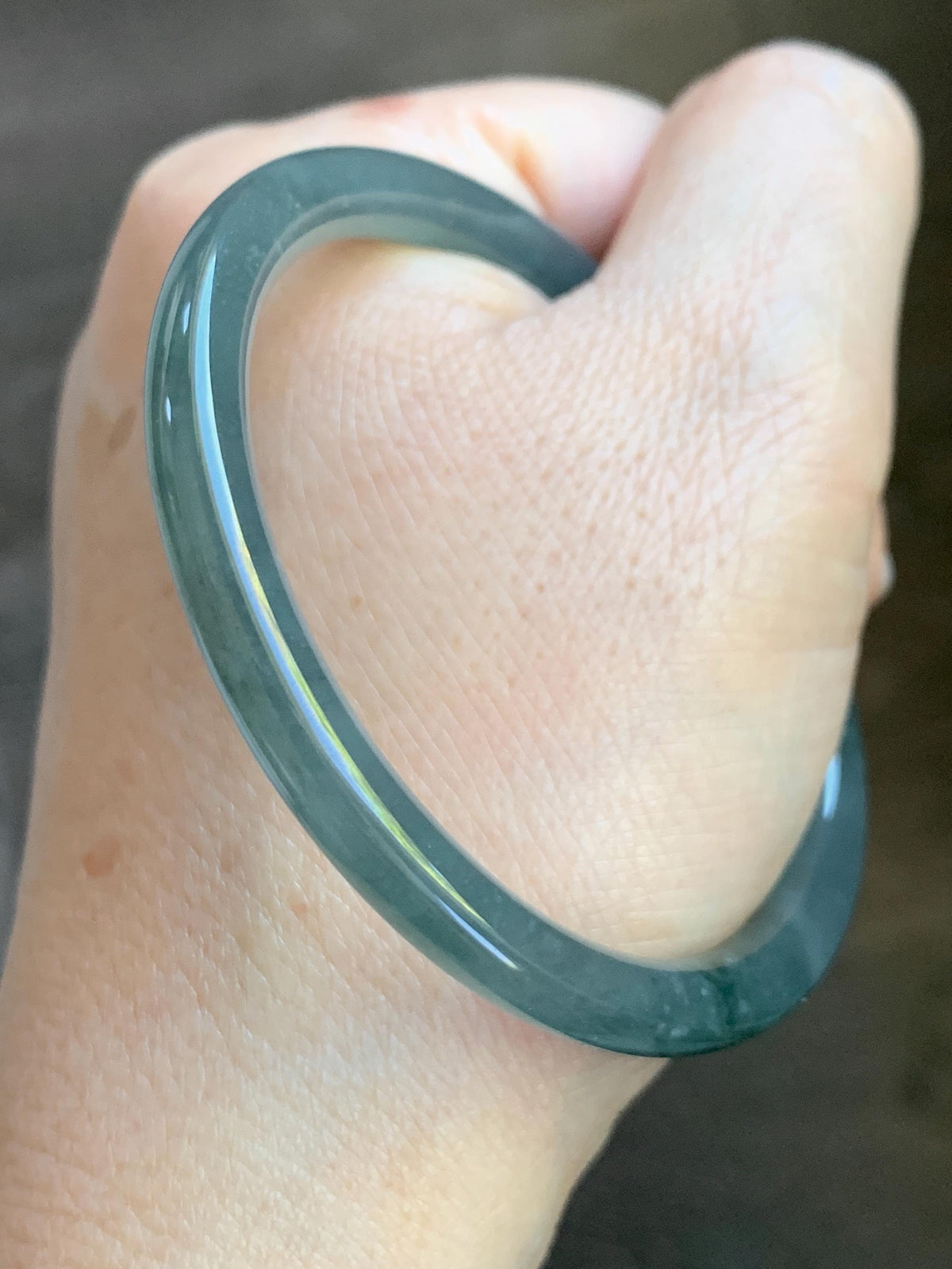 Certified Natural Grade A Guatemalan Icy Translucent Gray Wuji Jade Jadeite Bangle Bracelet 55.09mm 6.81” 19.53g 天然冰危灰蓝乌鸡翡翠圆条手镯 978