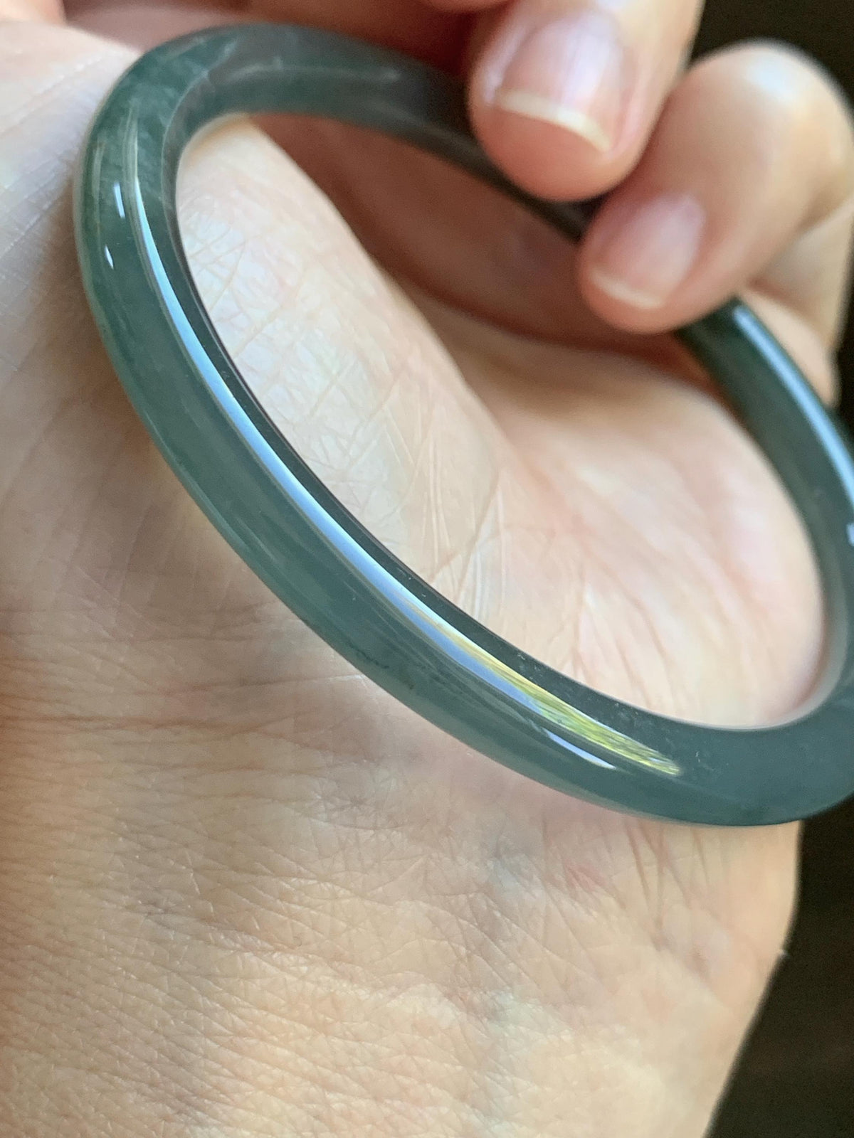 Certified Natural Grade A Guatemalan Icy Translucent Gray Wuji Jade Jadeite Bangle Bracelet 55.09mm 6.81” 19.53g 天然冰危灰蓝乌鸡翡翠圆条手镯 978