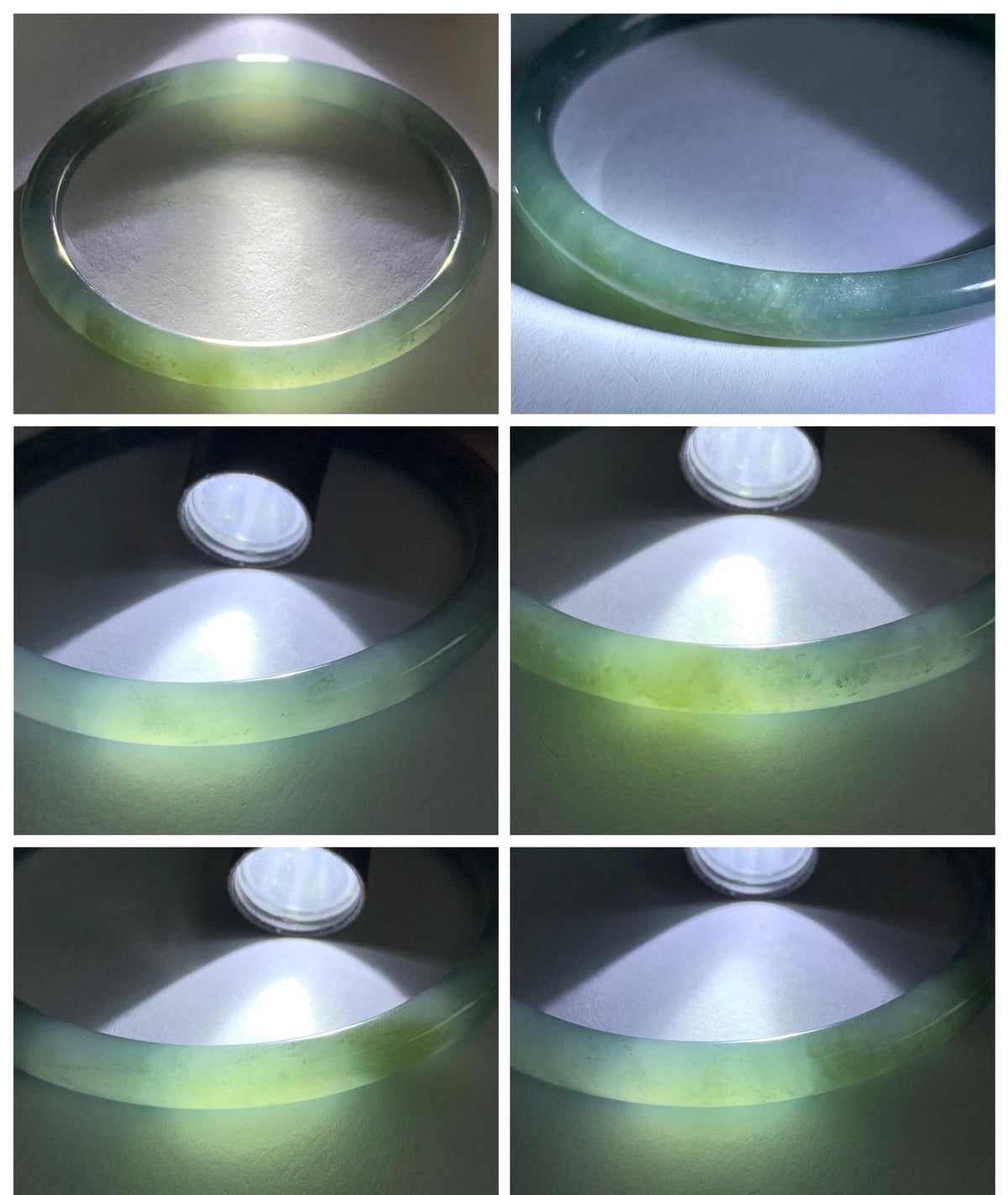 Certified Natural Grade A Guatemalan Icy Translucent Gray Wuji Jade Jadeite Bangle Bracelet 57mm 7.05” 18.43g 天然冰危灰蓝乌鸡翡翠圆条手镯 980