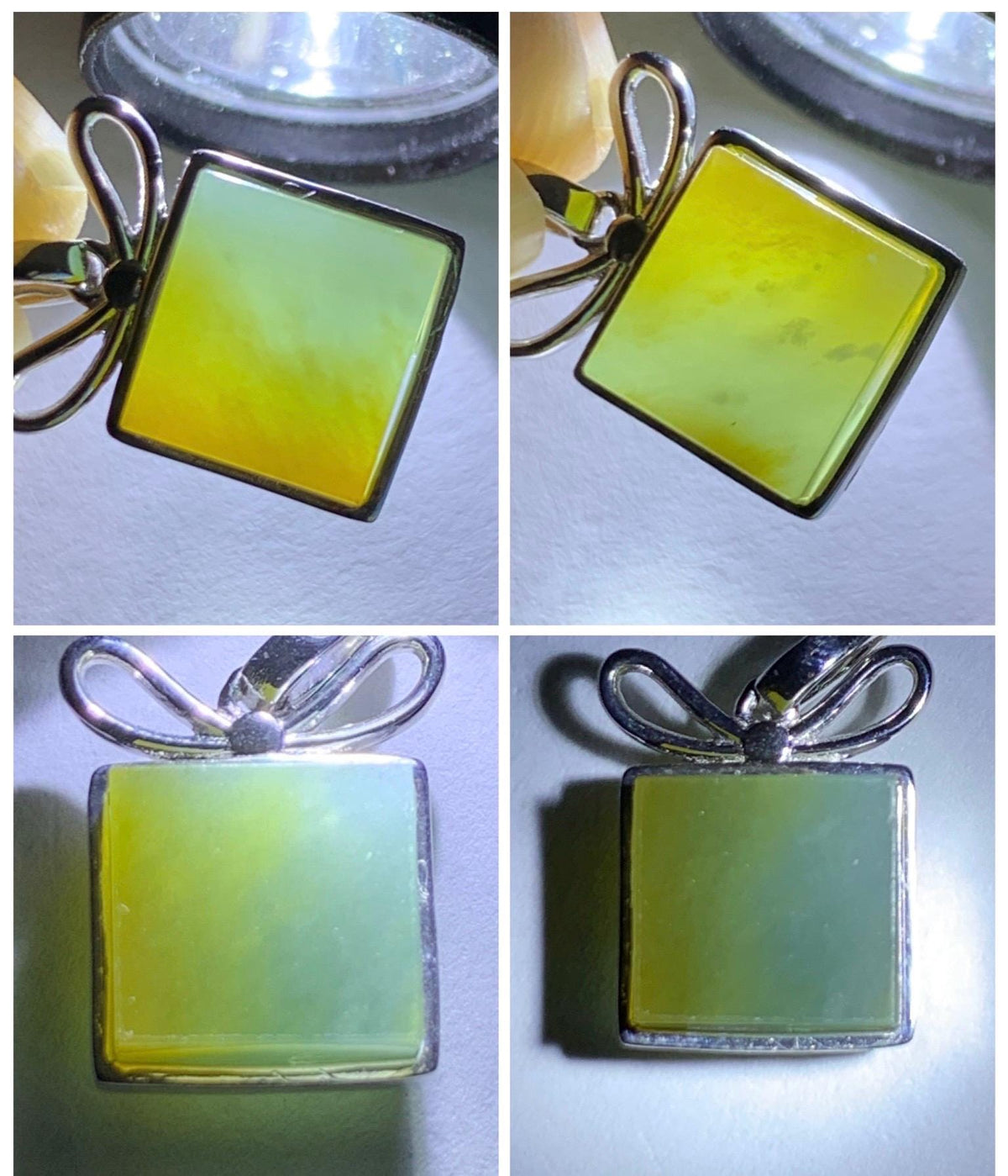 Petite Certified Natural Grade A Guatemalan Icy Blue & Yellow Bicolored Jade Jadeite Present Pendant Sterling Silver 天然冰危蓝加黄翡翠小礼物镶嵌吊坠 1011