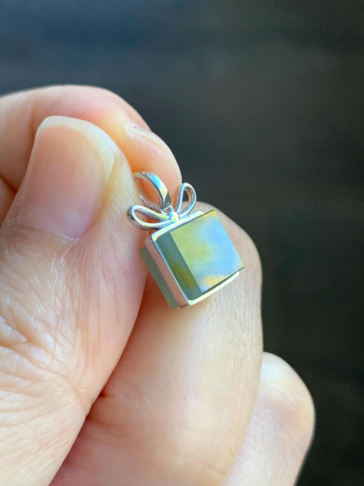 Petite Certified Natural Grade A Guatemalan Icy Blue & Yellow Bicolored Jade Jadeite Present Pendant Sterling Silver 天然冰危蓝加黄翡翠小礼物镶嵌吊坠 1011