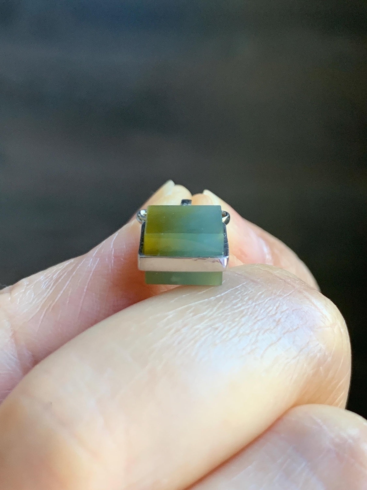 Petite Certified Natural Grade A Guatemalan Icy Blue & Yellow Bicolored Jade Jadeite Present Pendant Sterling Silver 天然冰危蓝加黄翡翠小礼物镶嵌吊坠 1011