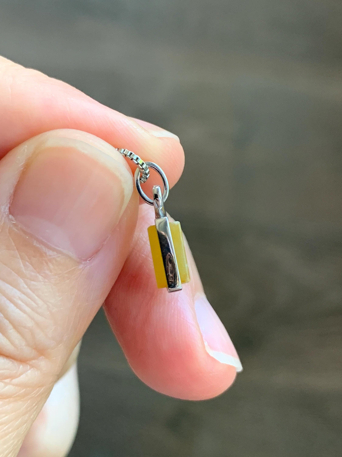 Petite Certified Natural Grade A Guatemalan Icy Translucent Yellow Jade Jadeite Present Gift Box Pendant Sterling Silver 天然冰危黄翡翠小礼物镶嵌吊坠 1012