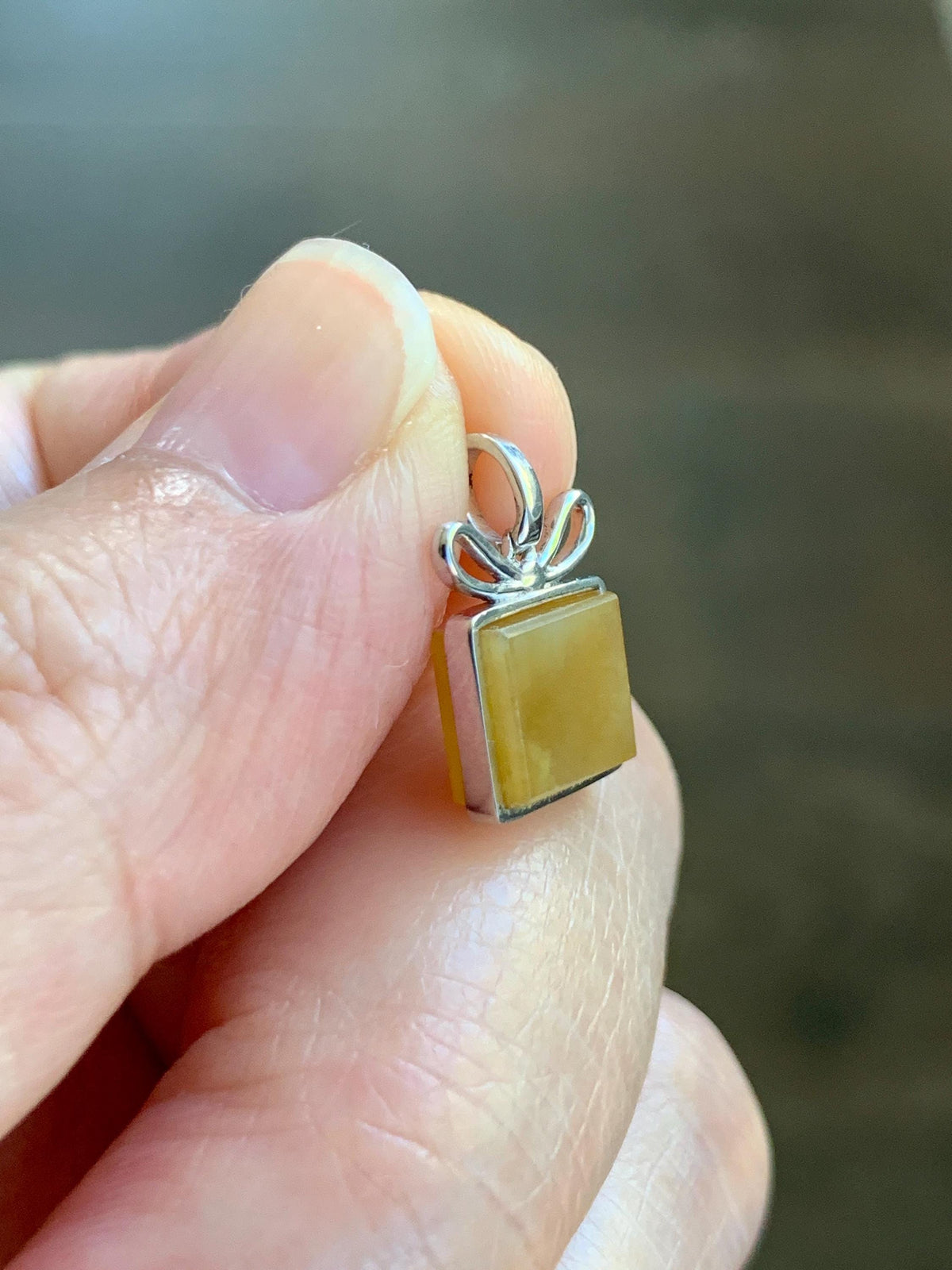 Petite Certified Natural Grade A Guatemalan Icy Translucent Yellow Jade Jadeite Present Gift Box Pendant Sterling Silver 天然冰危黄翡翠小礼物镶嵌吊坠 1012