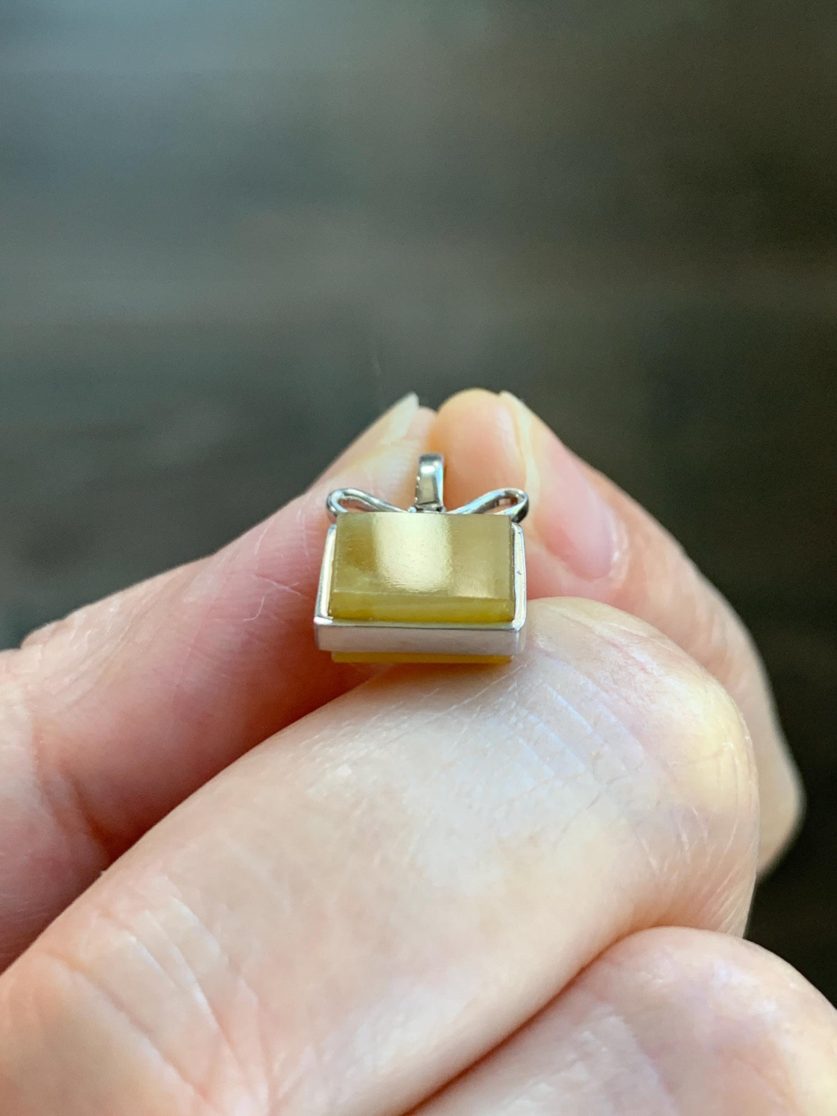 Petite Certified Natural Grade A Guatemalan Icy Translucent Yellow Jade Jadeite Present Gift Box Pendant Sterling Silver 天然冰危黄翡翠小礼物镶嵌吊坠 1012