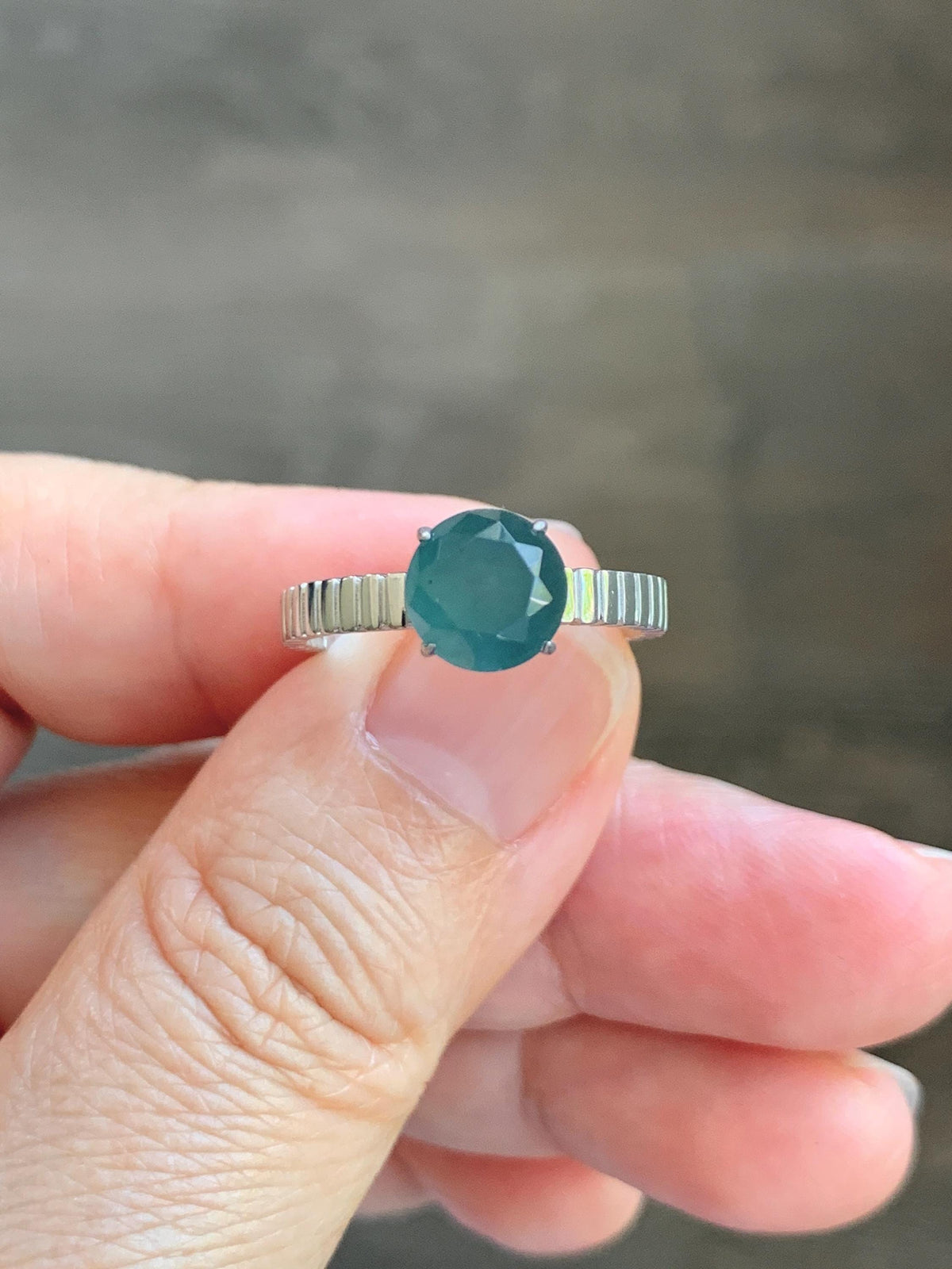 Certified Grade A Natural Guatemalan Icy Dark Teal Blue Diamond Faceted Jade Jadeite Ring Sterling Silver Size 7 US 3g 天然冰危深蓝钻石切割面翡翠戒指 1039