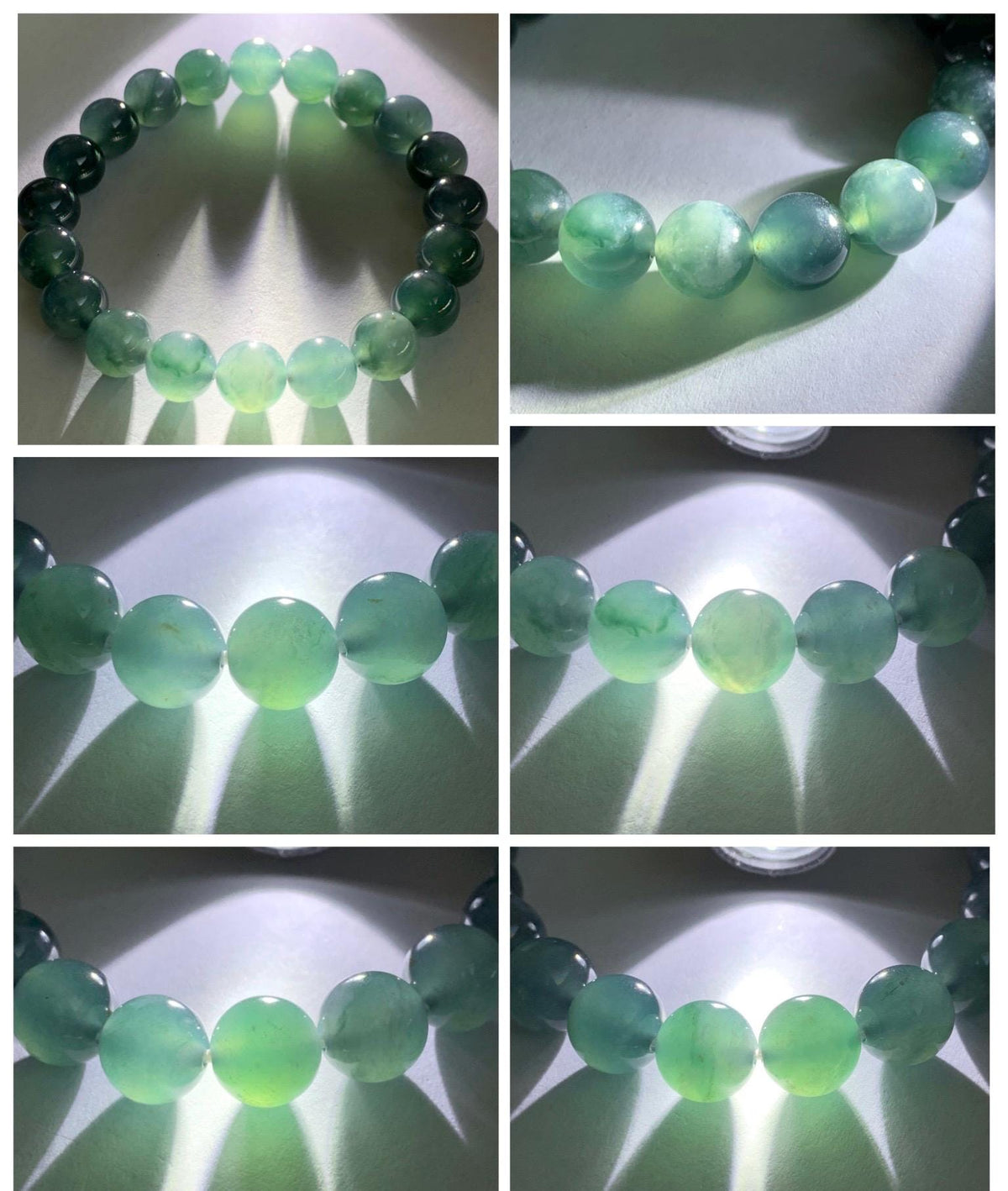 Natural Grade A Guatemalan Icy Translucent Dark Teal Blue Jade Jadeite Beaded Bracelet Stretchy 9.8mm 7.25” 32g 天然冰危深蓝绿翡翠圆珠手串 WLJ220