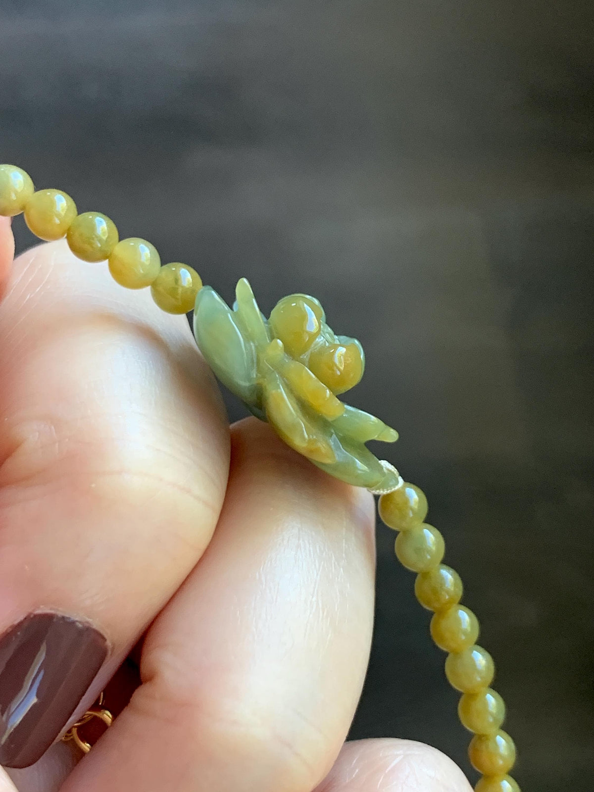 Natural Guatemalan Icy Translucent Dusty Blue Yellow Marbled Jade Jadeite Lotus Flower Petite Beaded Bracelet 7” 8g 天然冰危蓝黄翡翠莲花满黄小圆珠手串 WLH240