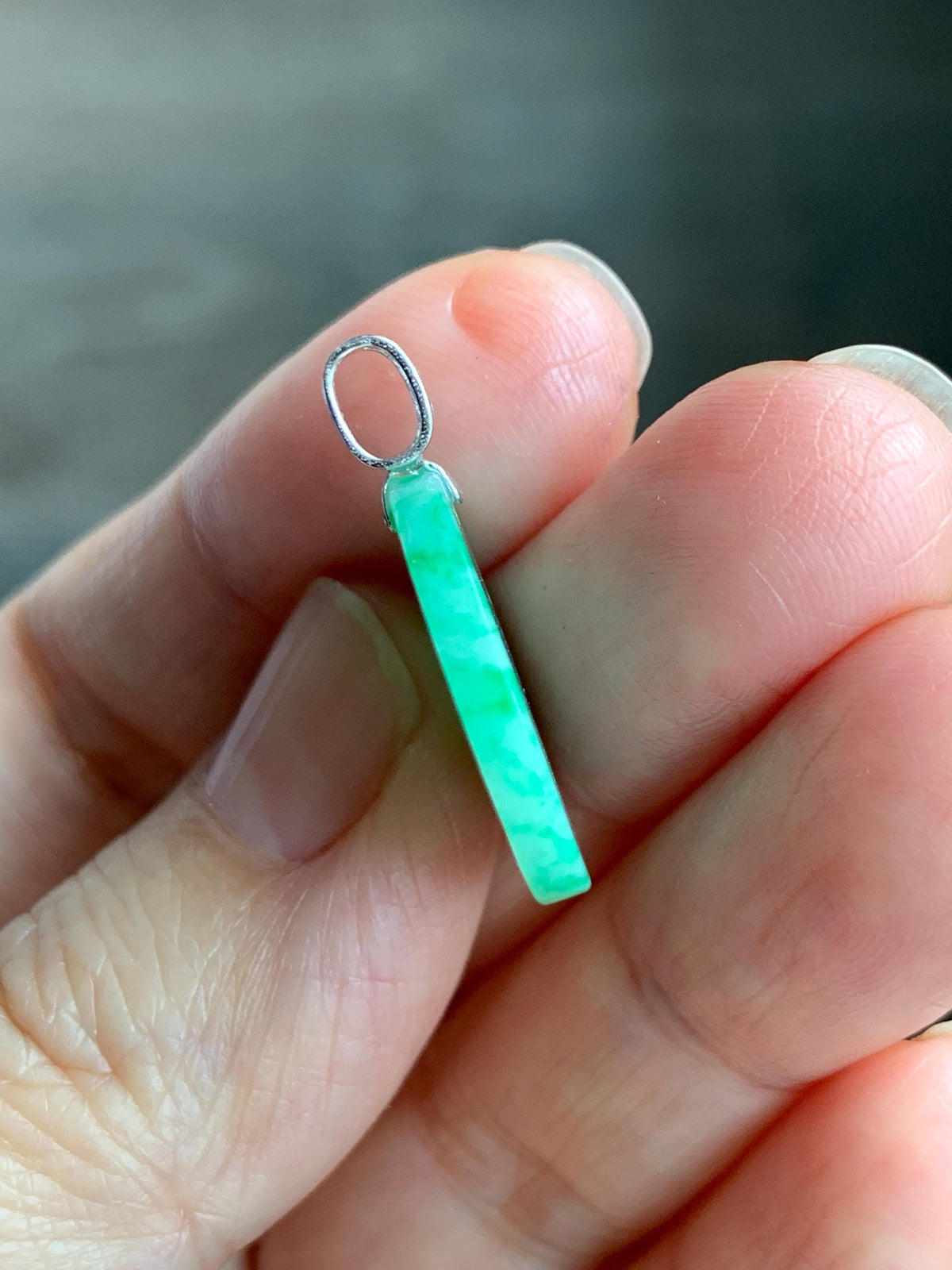 Petite Natural Grade A Icy Translucent Green Marbled Jade Jadeite Round Wu Shi Pai Pendant Sterling Silver 天然冰飘绿花翡翠无事牌镶嵌吊坠 MYL275B