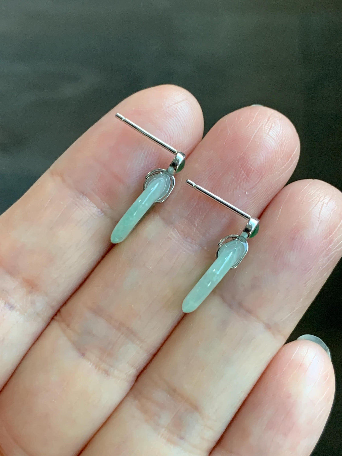 Natural Grade A Icy Highly Translucent Light Green Jade Jadeite Ping An Kou Donut Stud Earrings Sterling Silver 天然冰晴底翡翠平安扣耳钉 MQS240B